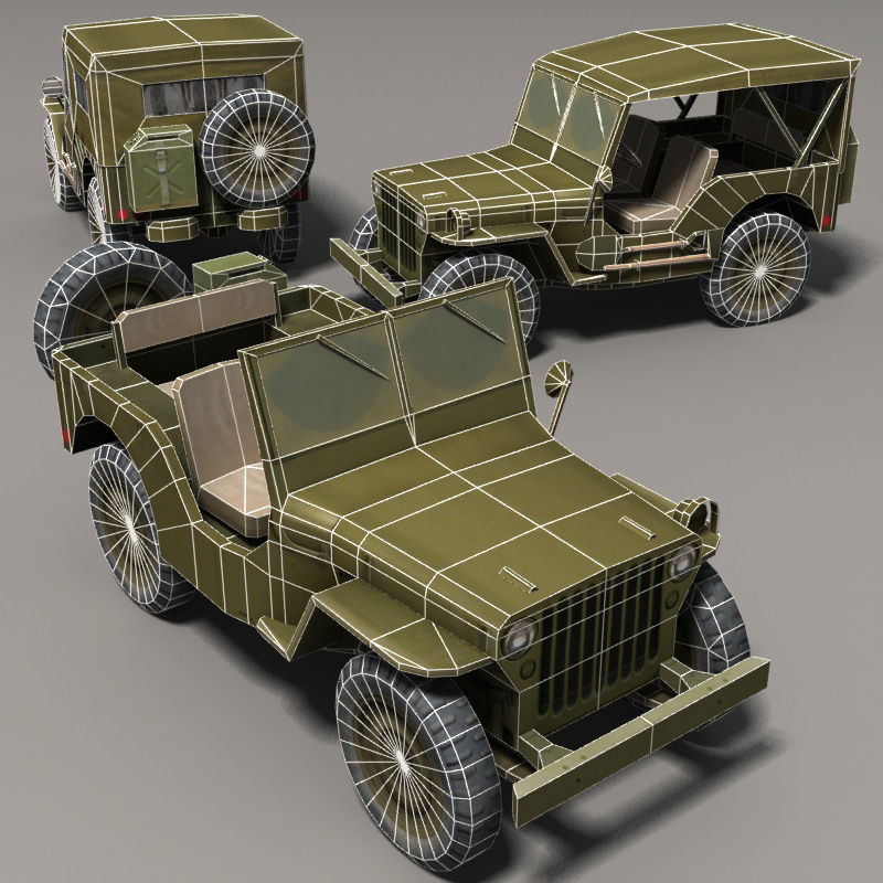 Willys Jeep Low-poly 3D model_5