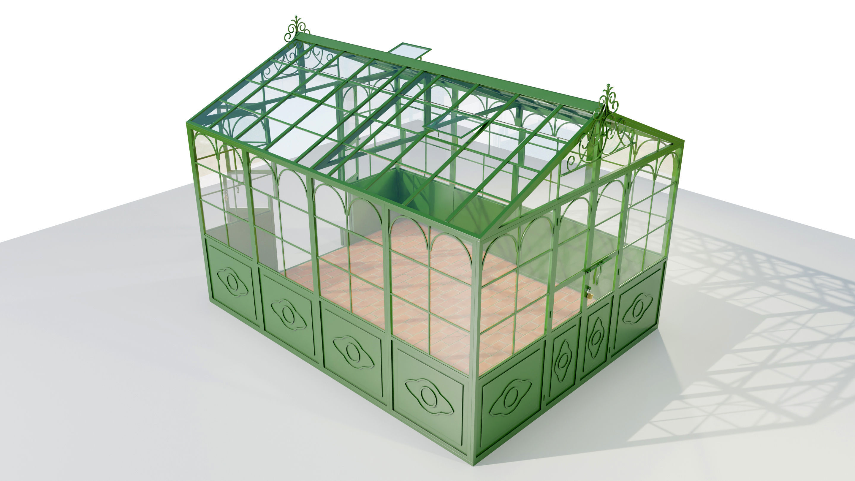 Italian Wrought Iron Greenhouse 3D model_4