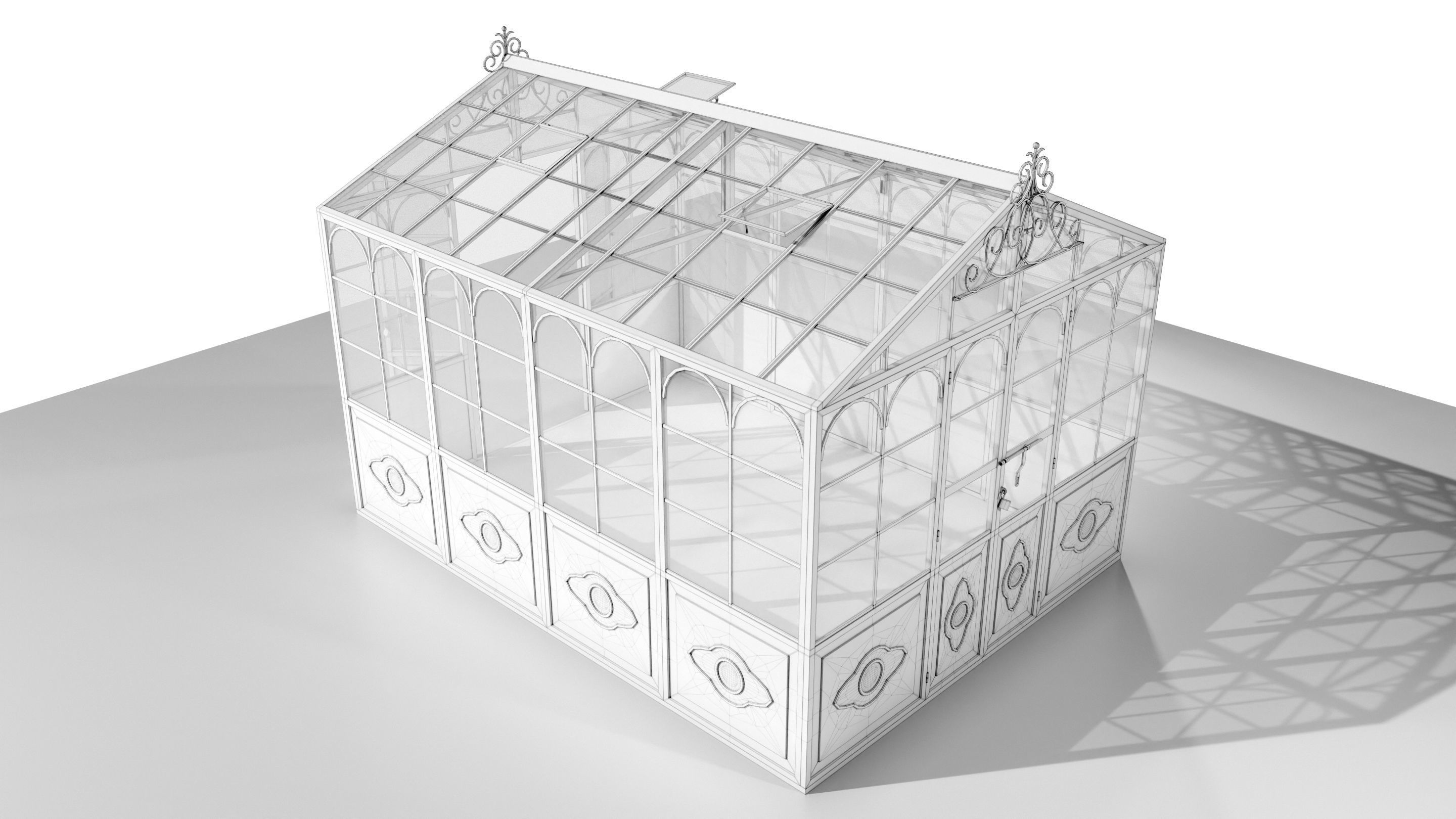 Italian Wrought Iron Greenhouse 3D model_14