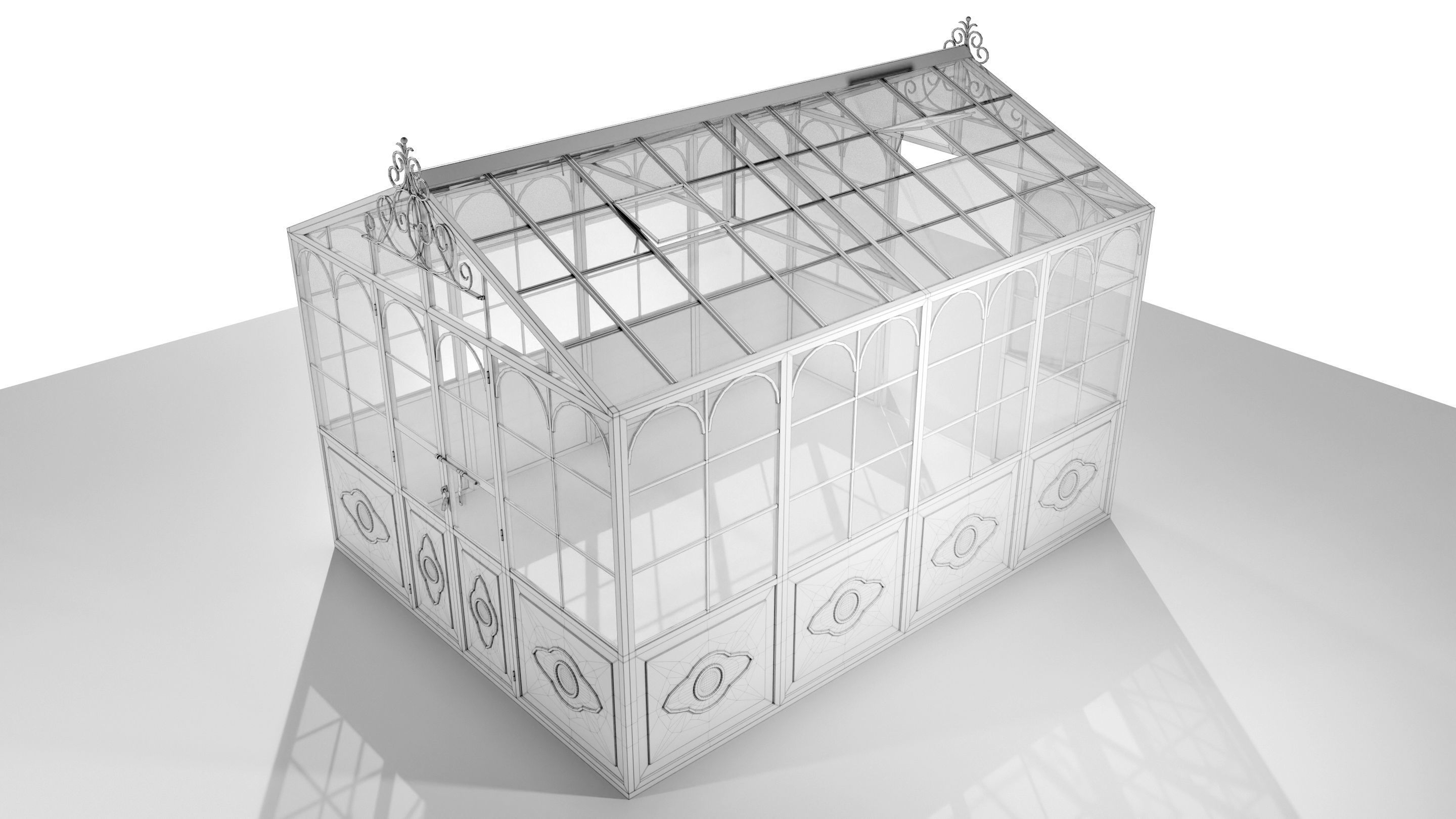 Italian Wrought Iron Greenhouse 3D model_15