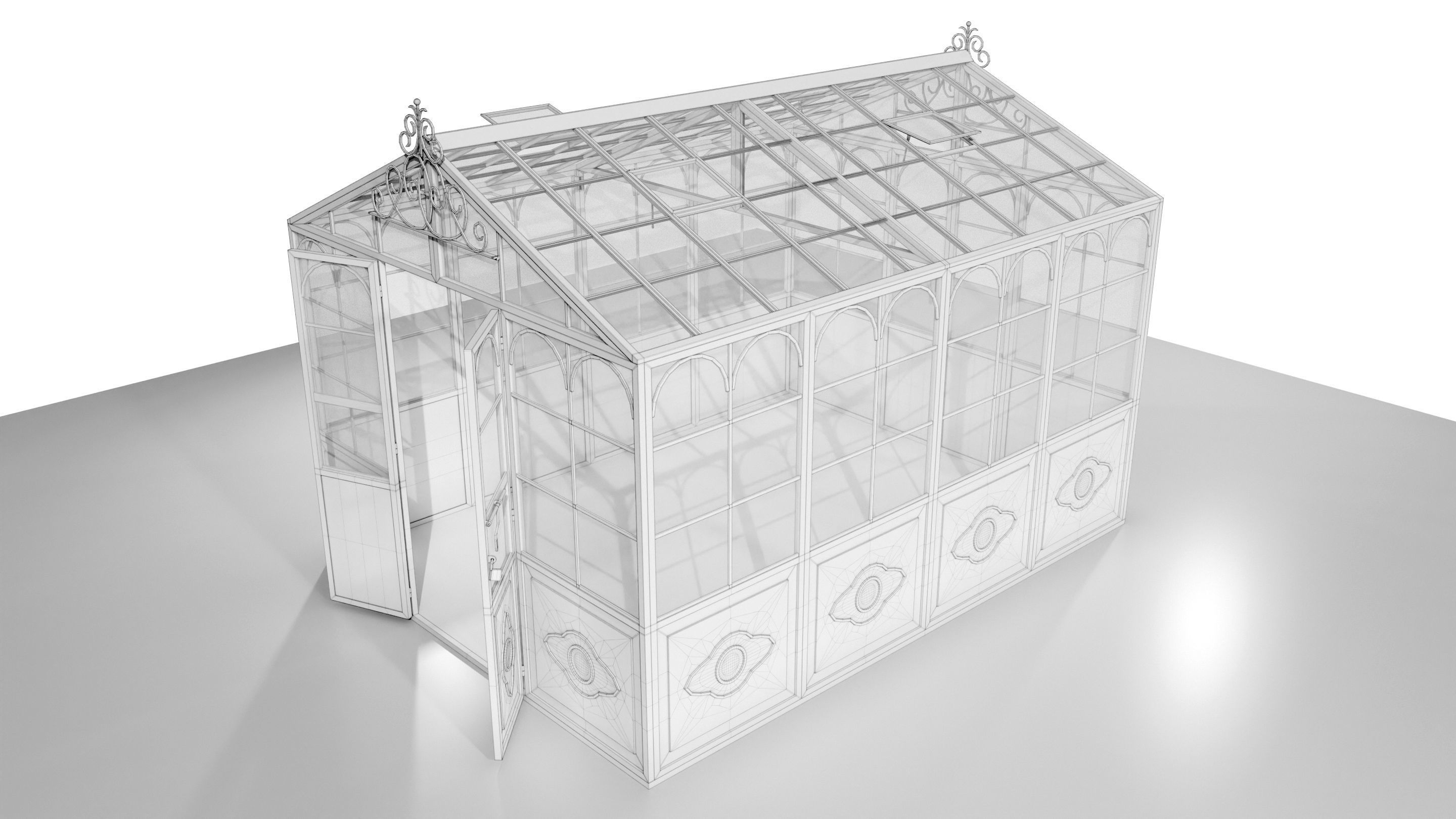 Italian Wrought Iron Greenhouse 3D model_13