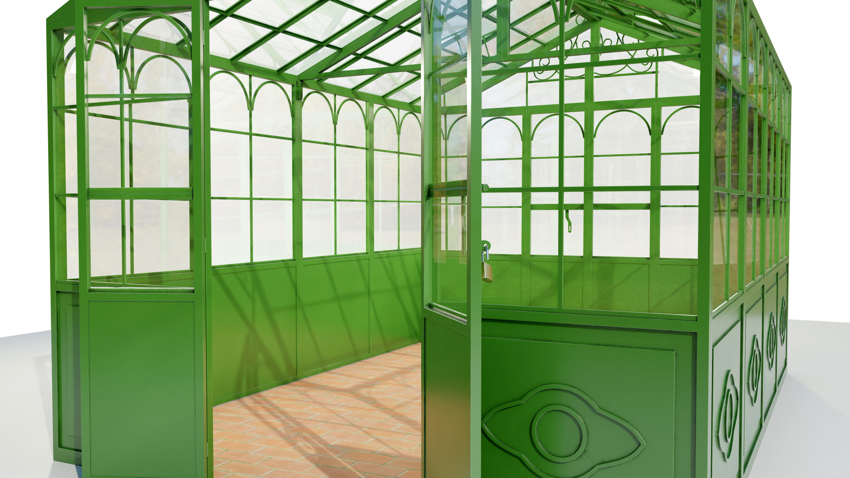 Italian Wrought Iron Greenhouse 3D model_7