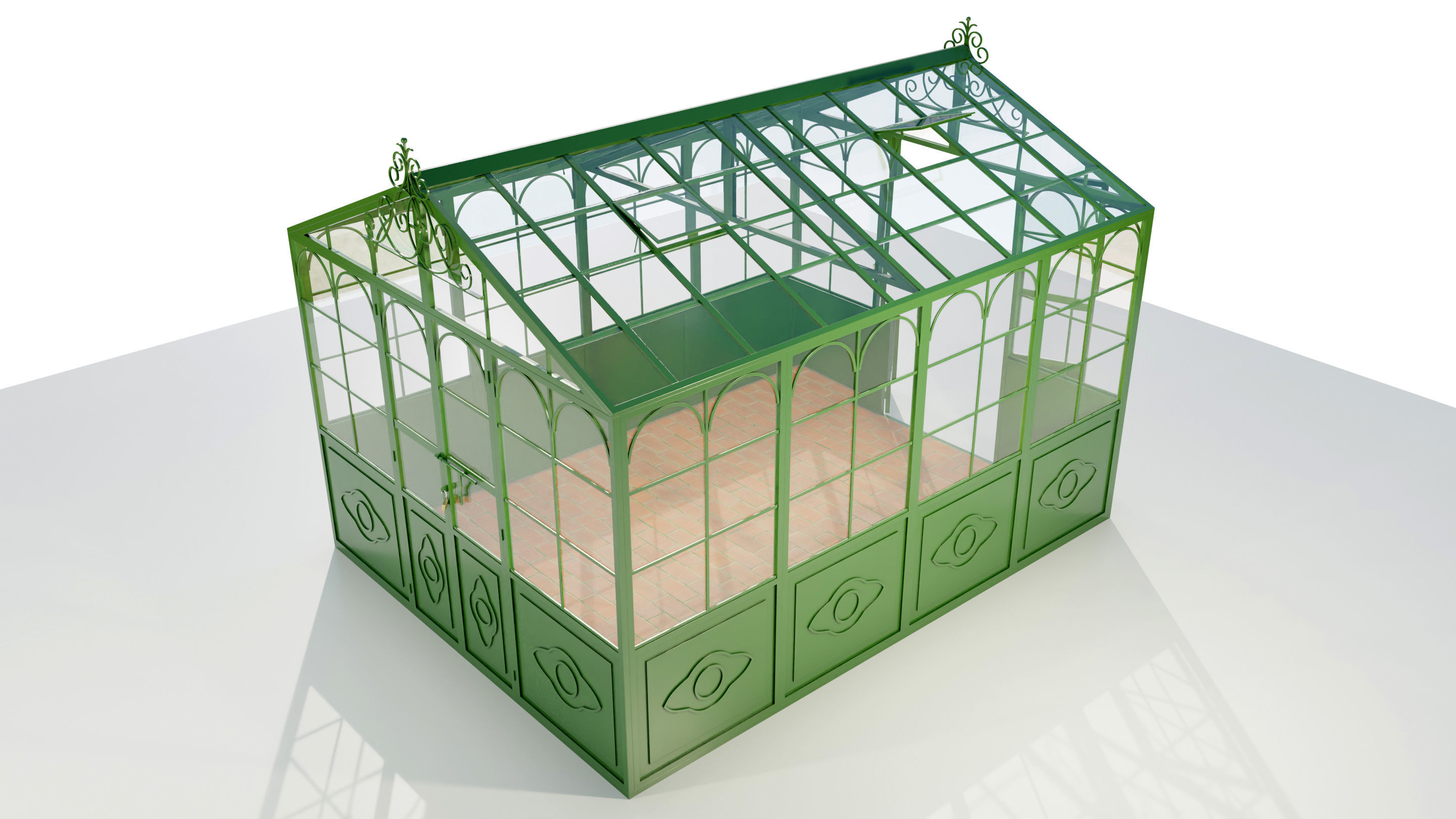 Italian Wrought Iron Greenhouse 3D model_5