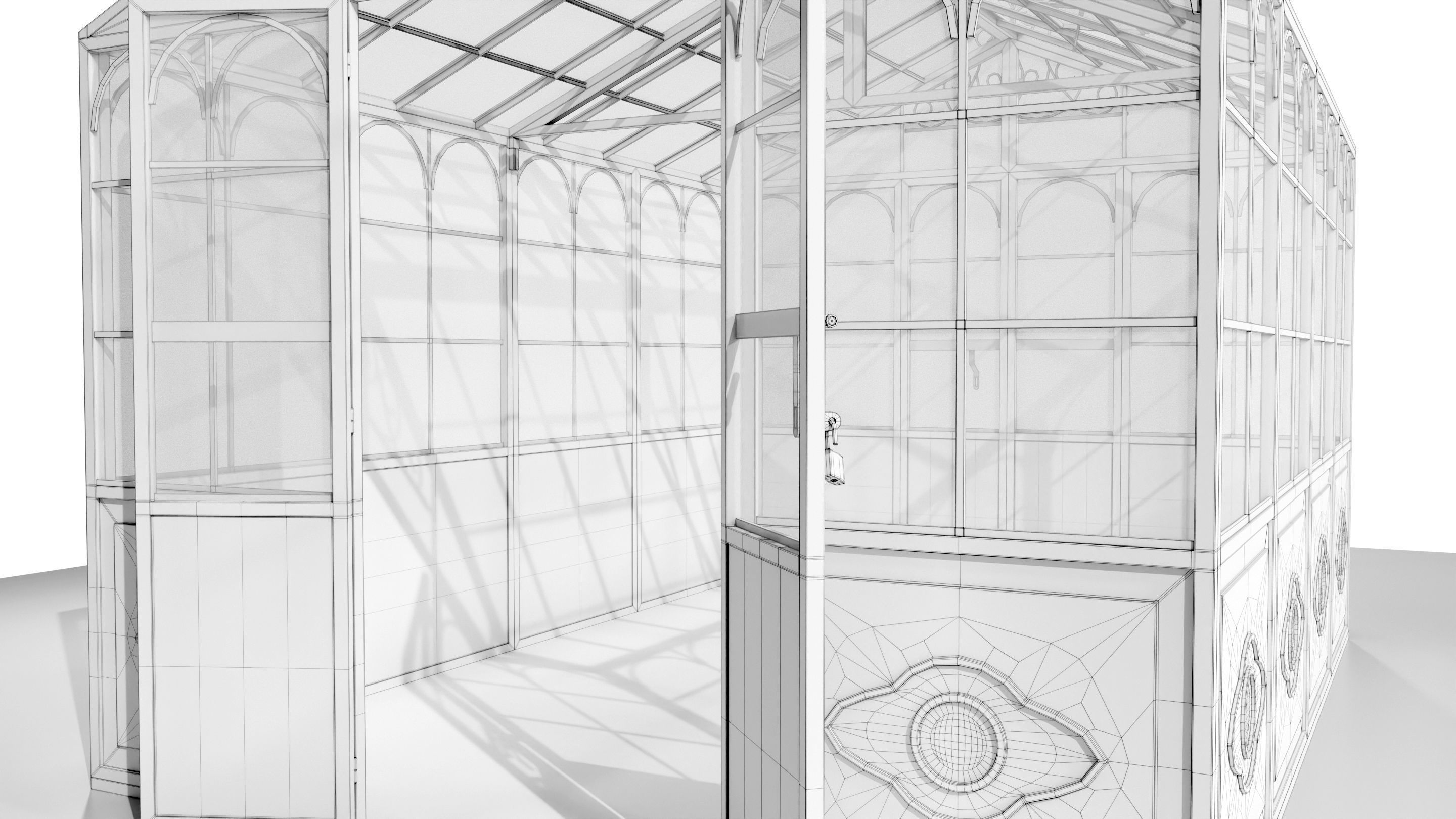 Italian Wrought Iron Greenhouse 3D model_17