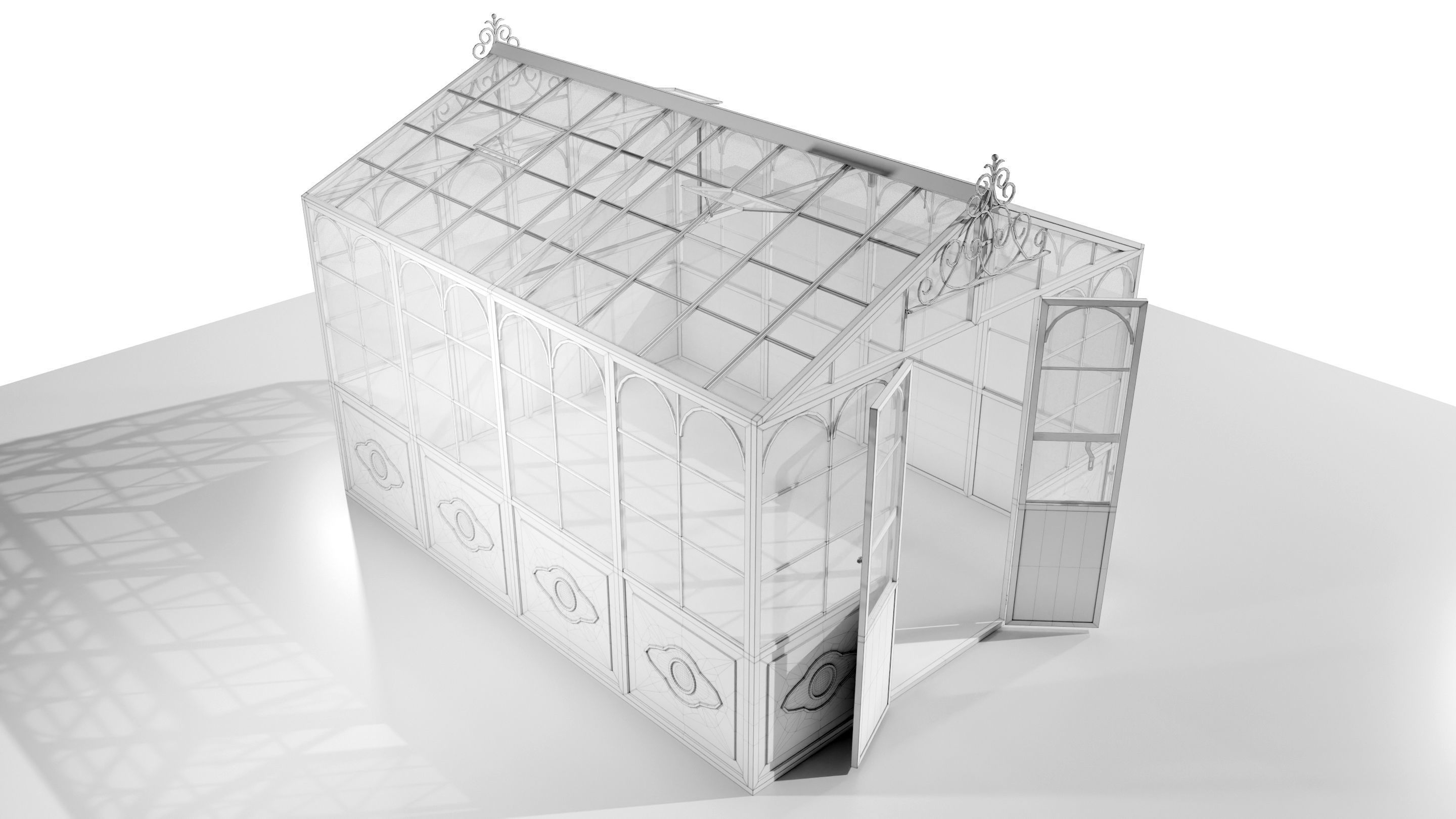 Italian Wrought Iron Greenhouse 3D model_12