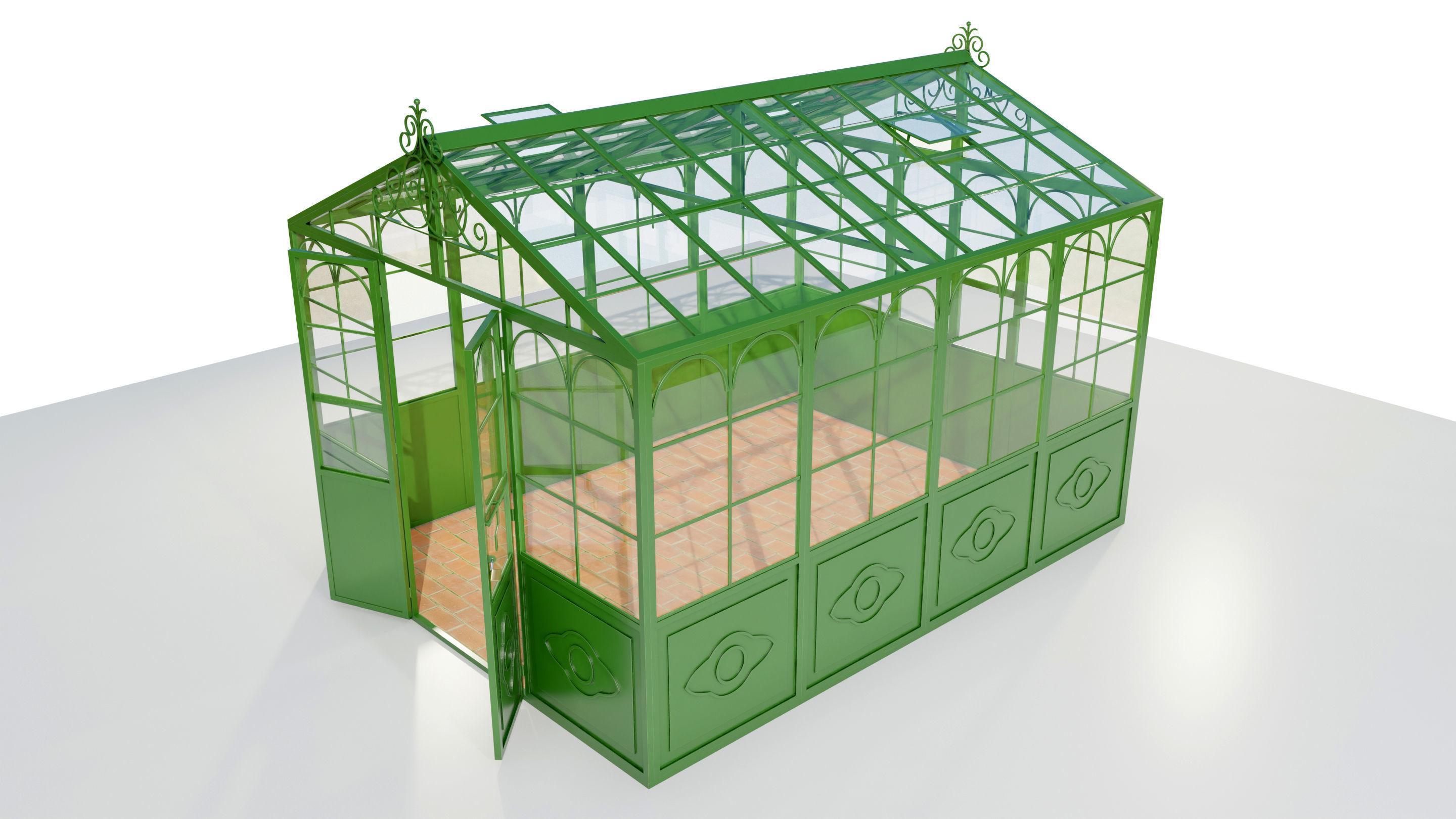 Italian Wrought Iron Greenhouse 3D model_3