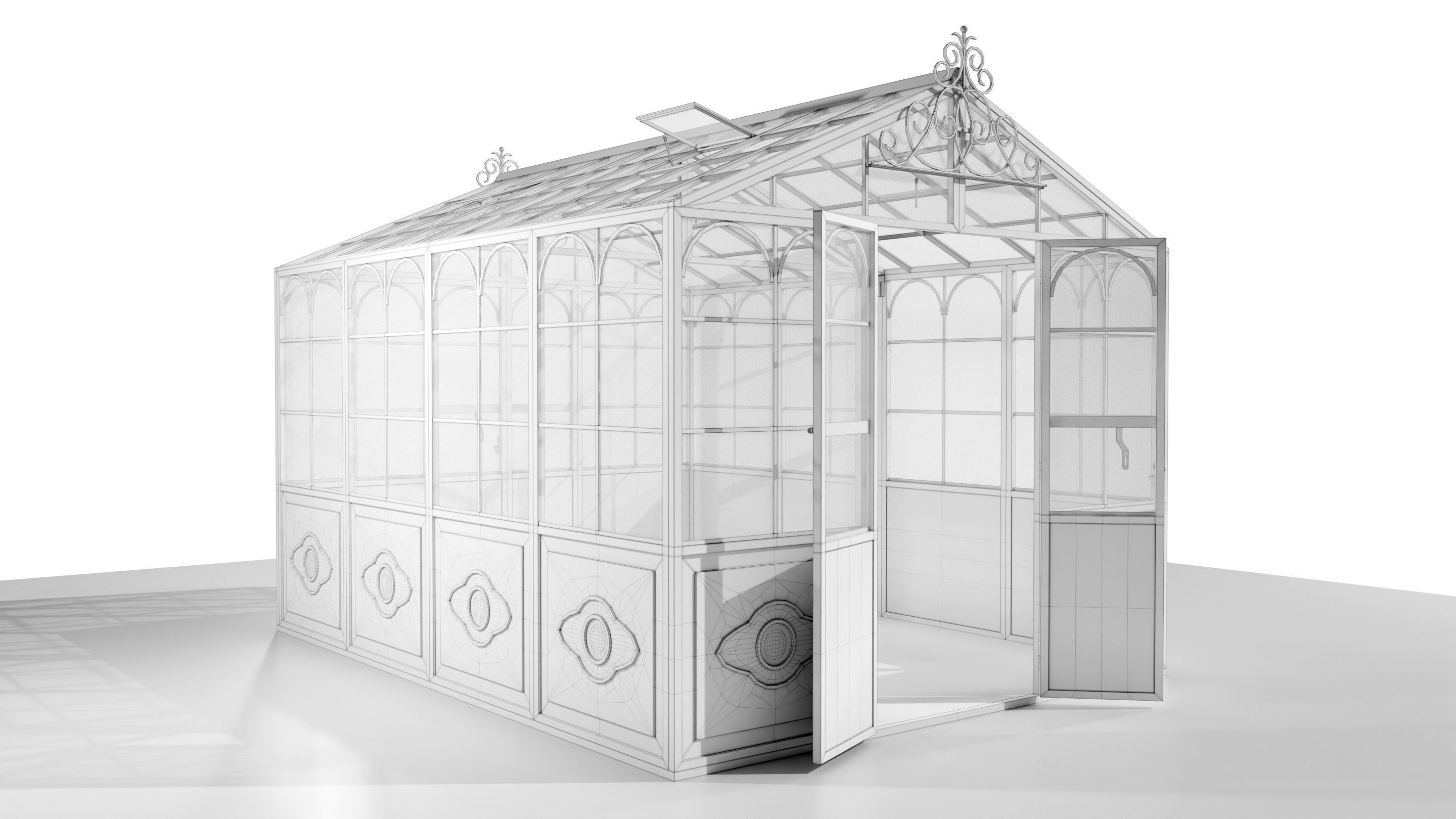 Italian Wrought Iron Greenhouse 3D model_16