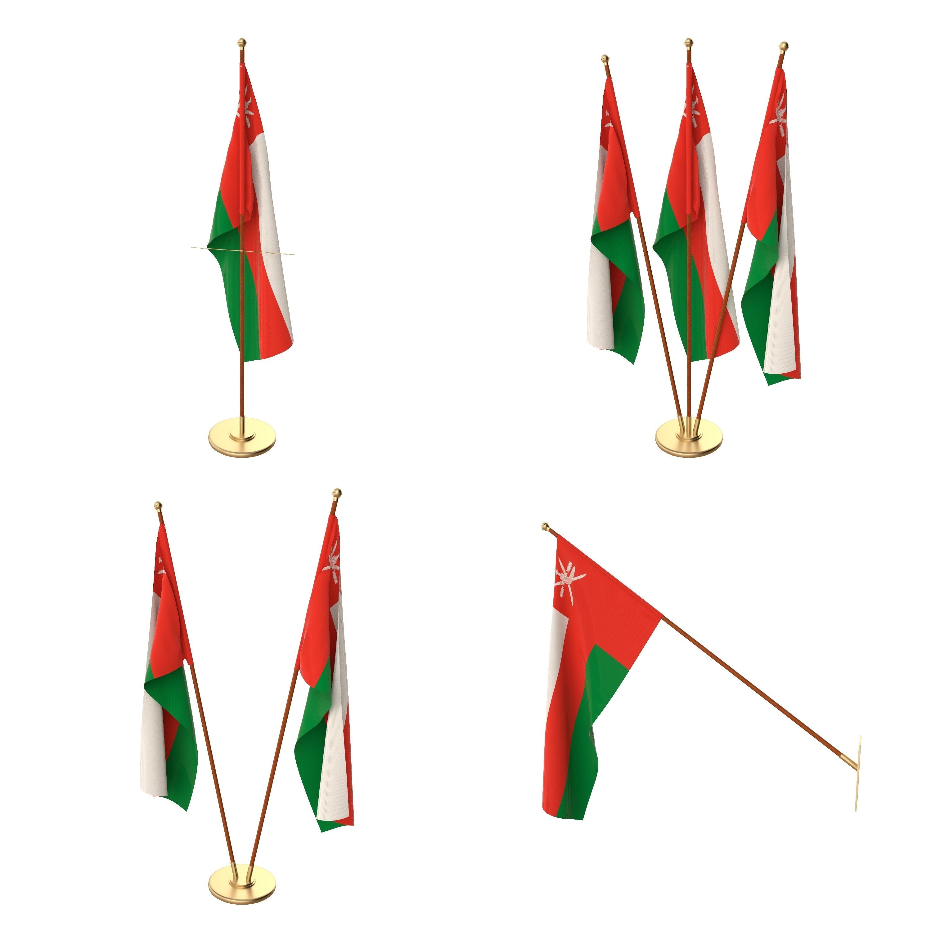 Oman Flag Pack 3D model_1