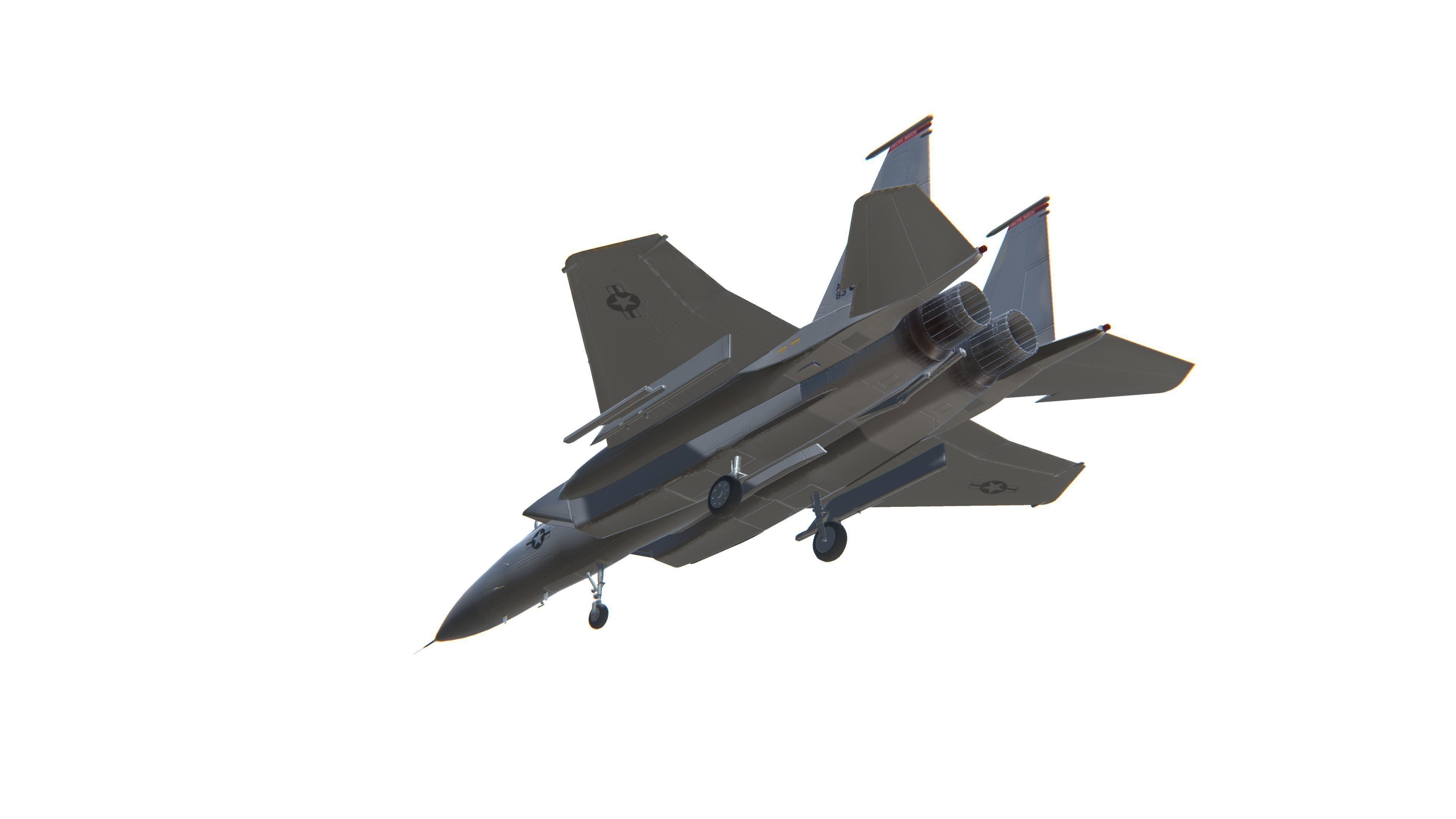 F-15 Eagle Jet Fighter Aircraft Low-poly 3D model_16