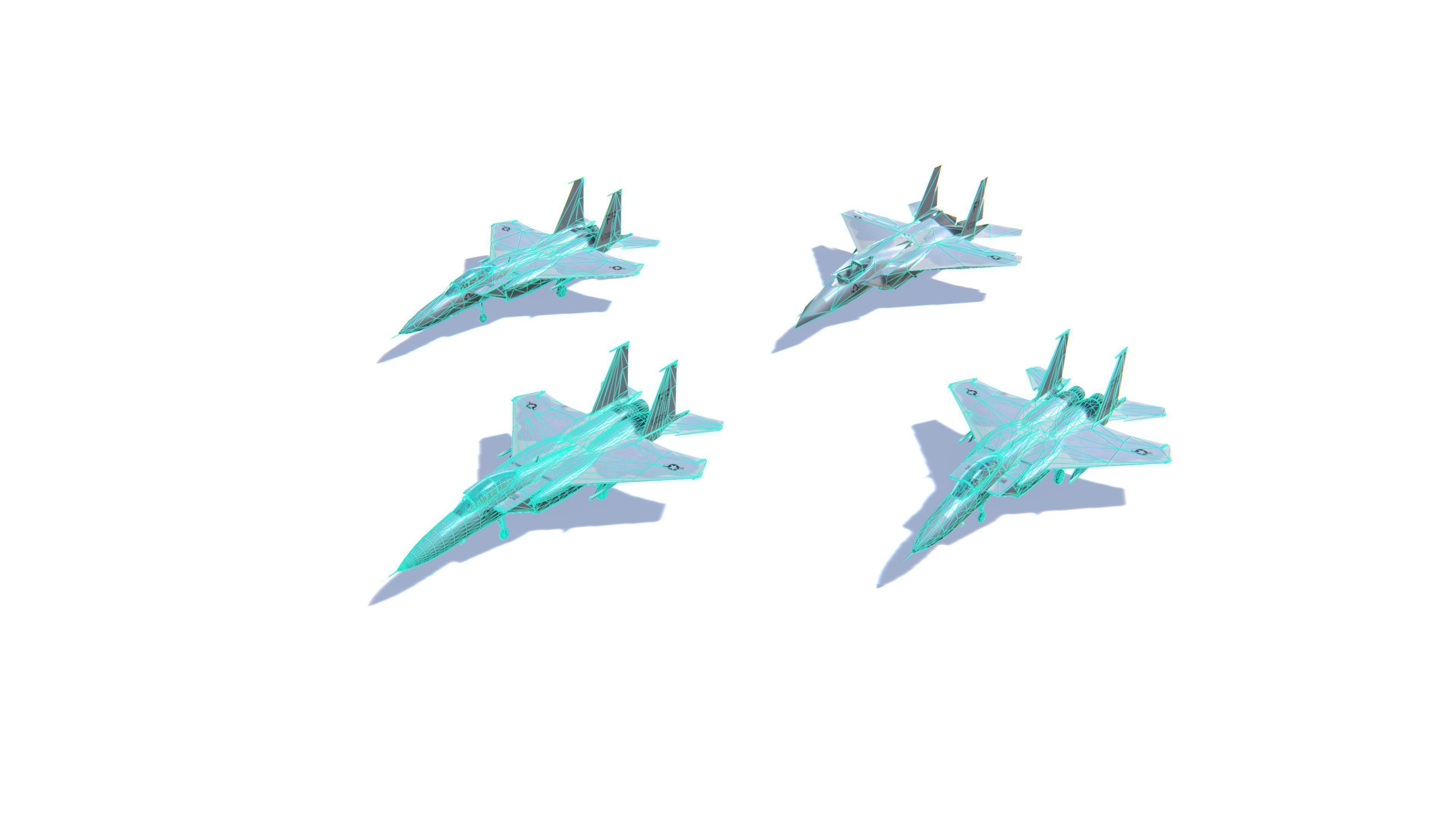 F-15 Eagle Jet Fighter Aircraft Low-poly 3D model_25