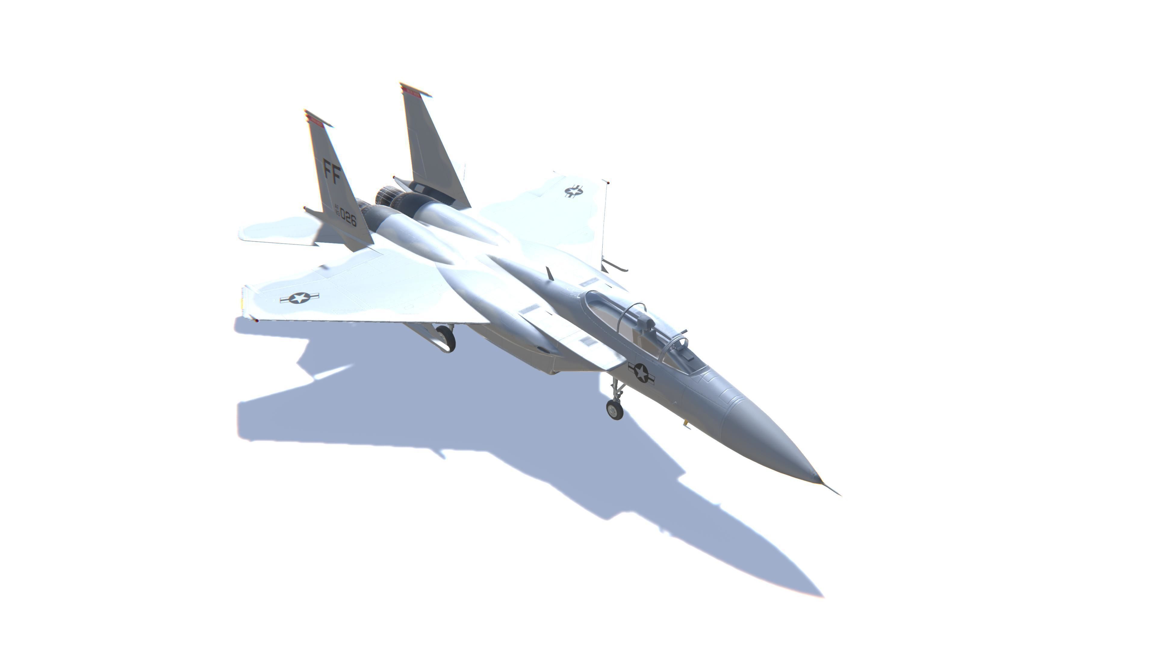 F-15 Eagle Jet Fighter Aircraft Low-poly 3D model_3