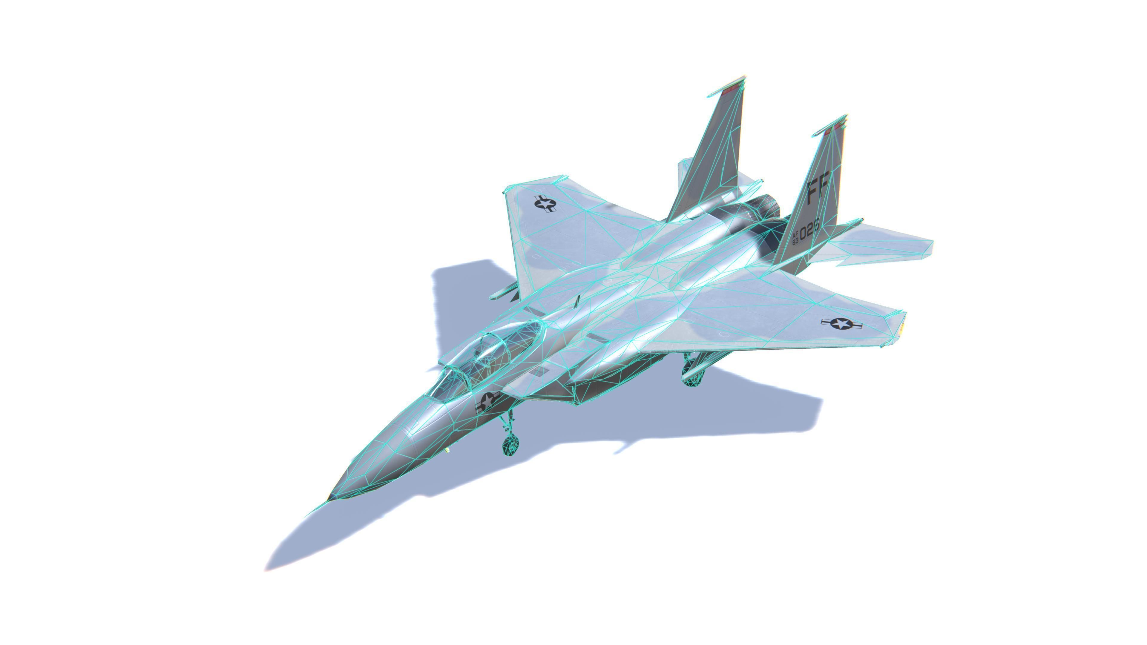 F-15 Eagle Jet Fighter Aircraft Low-poly 3D model_28