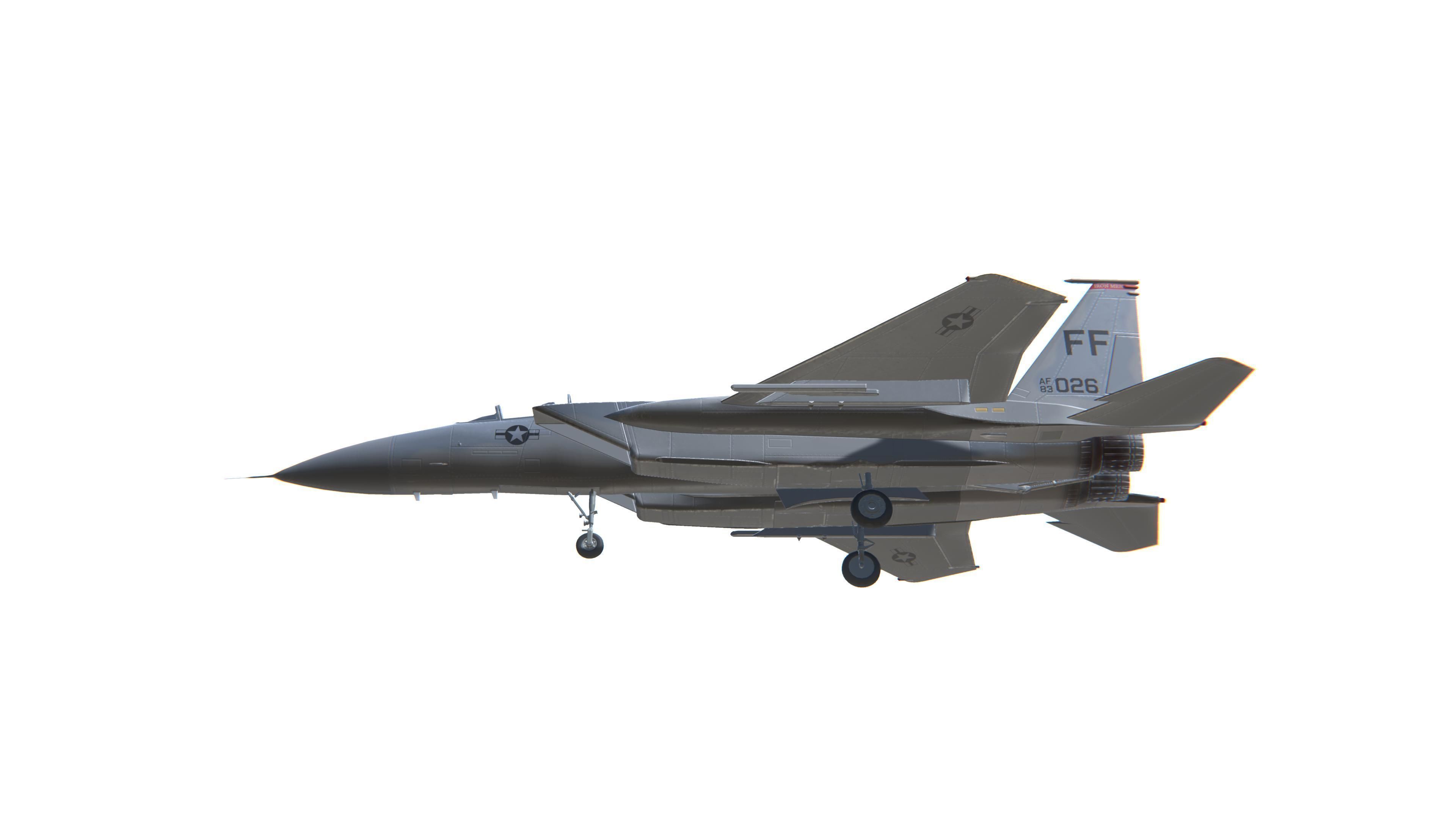 F-15 Eagle Jet Fighter Aircraft Low-poly 3D model_17