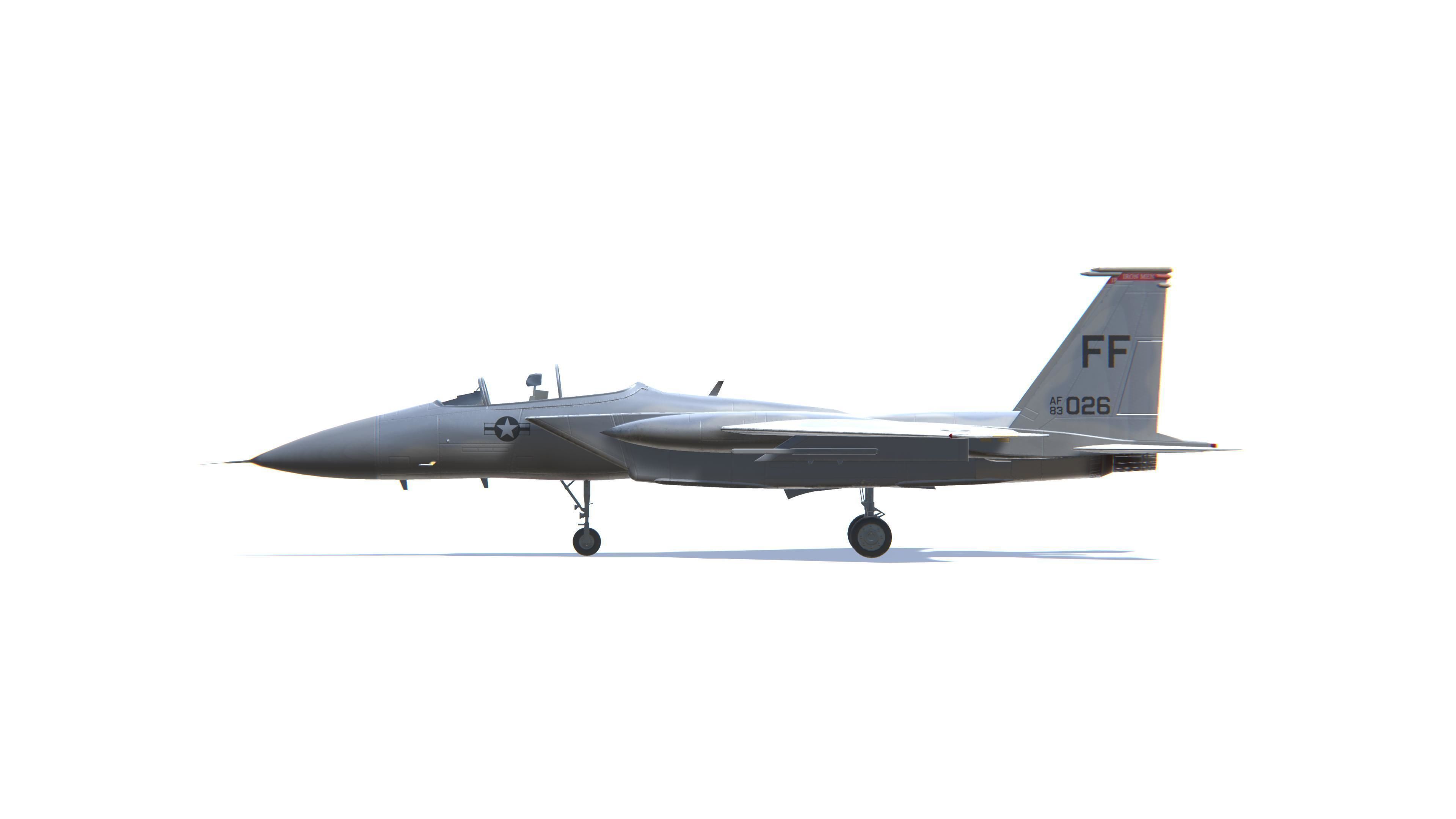 F-15 Eagle Jet Fighter Aircraft Low-poly 3D model_21