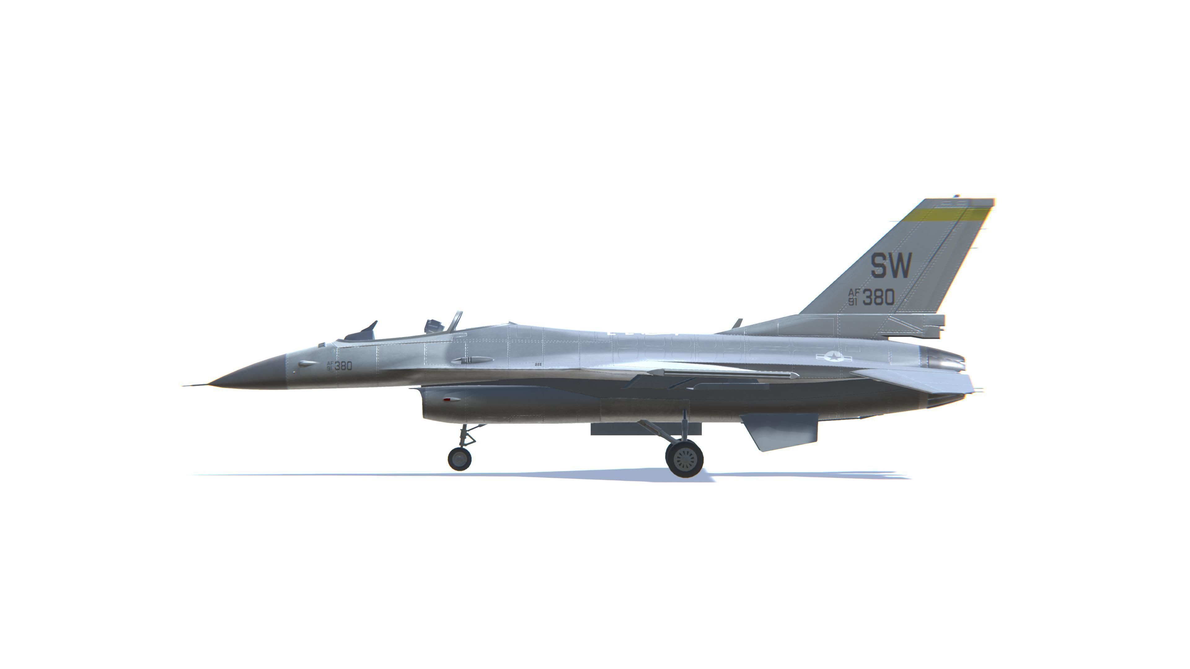 F-16 Fighting Falcon Jet Fighter Aircraft Low-poly 3D model_21