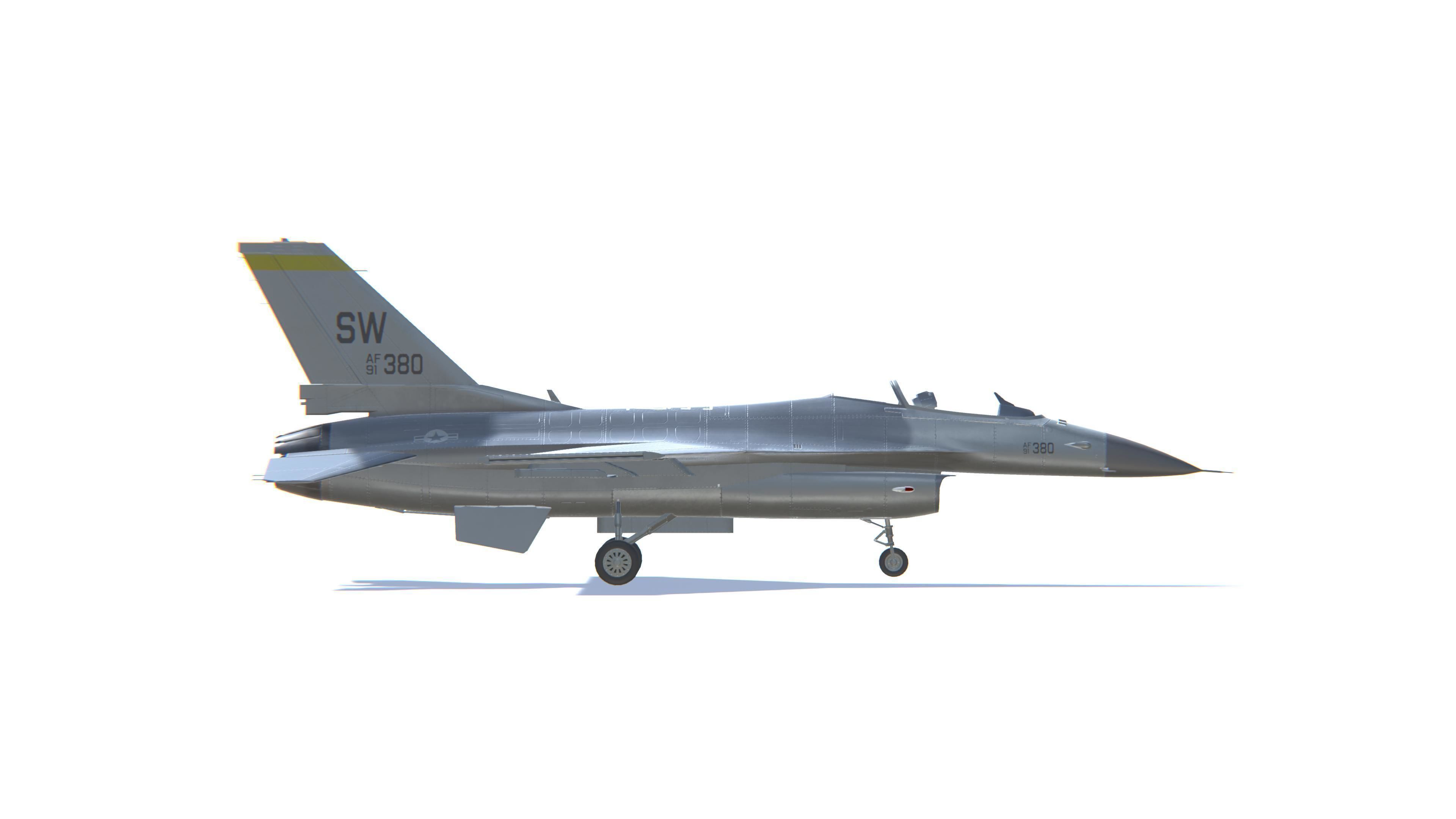 F-16 Fighting Falcon Jet Fighter Aircraft Low-poly 3D model_19