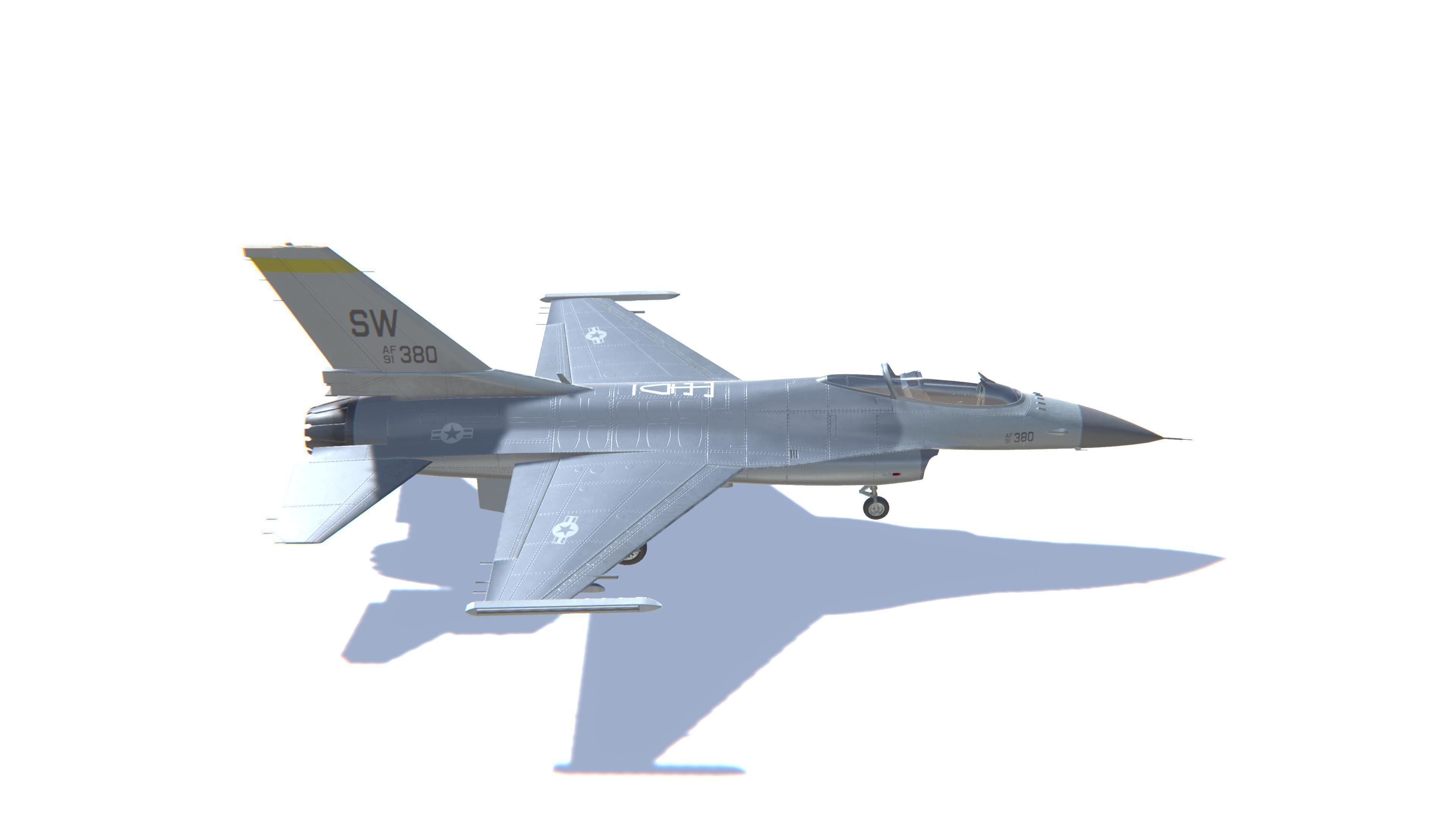 F-16 Fighting Falcon Jet Fighter Aircraft Low-poly 3D model_4