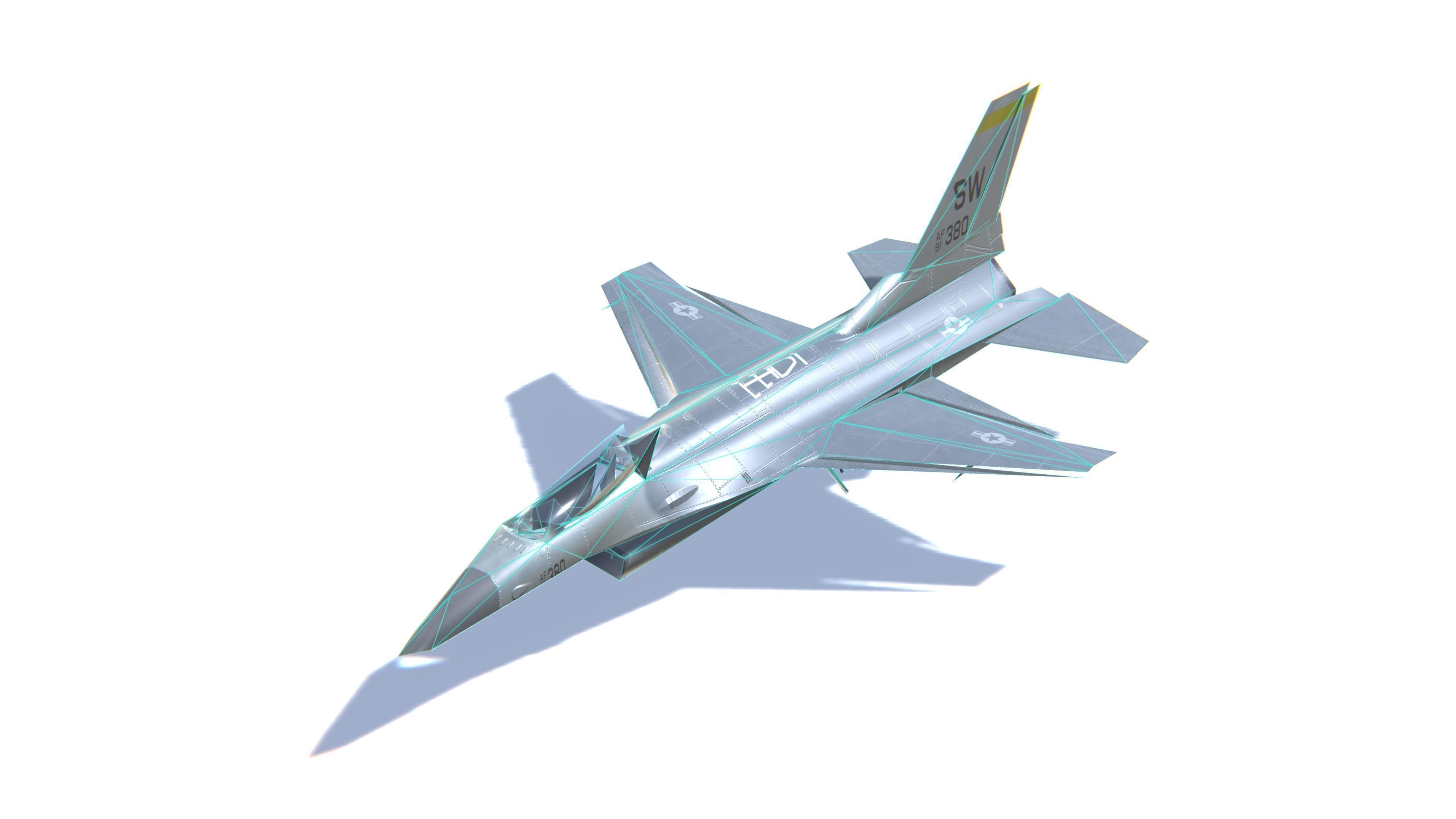 F-16 Fighting Falcon Jet Fighter Aircraft Low-poly 3D model_29