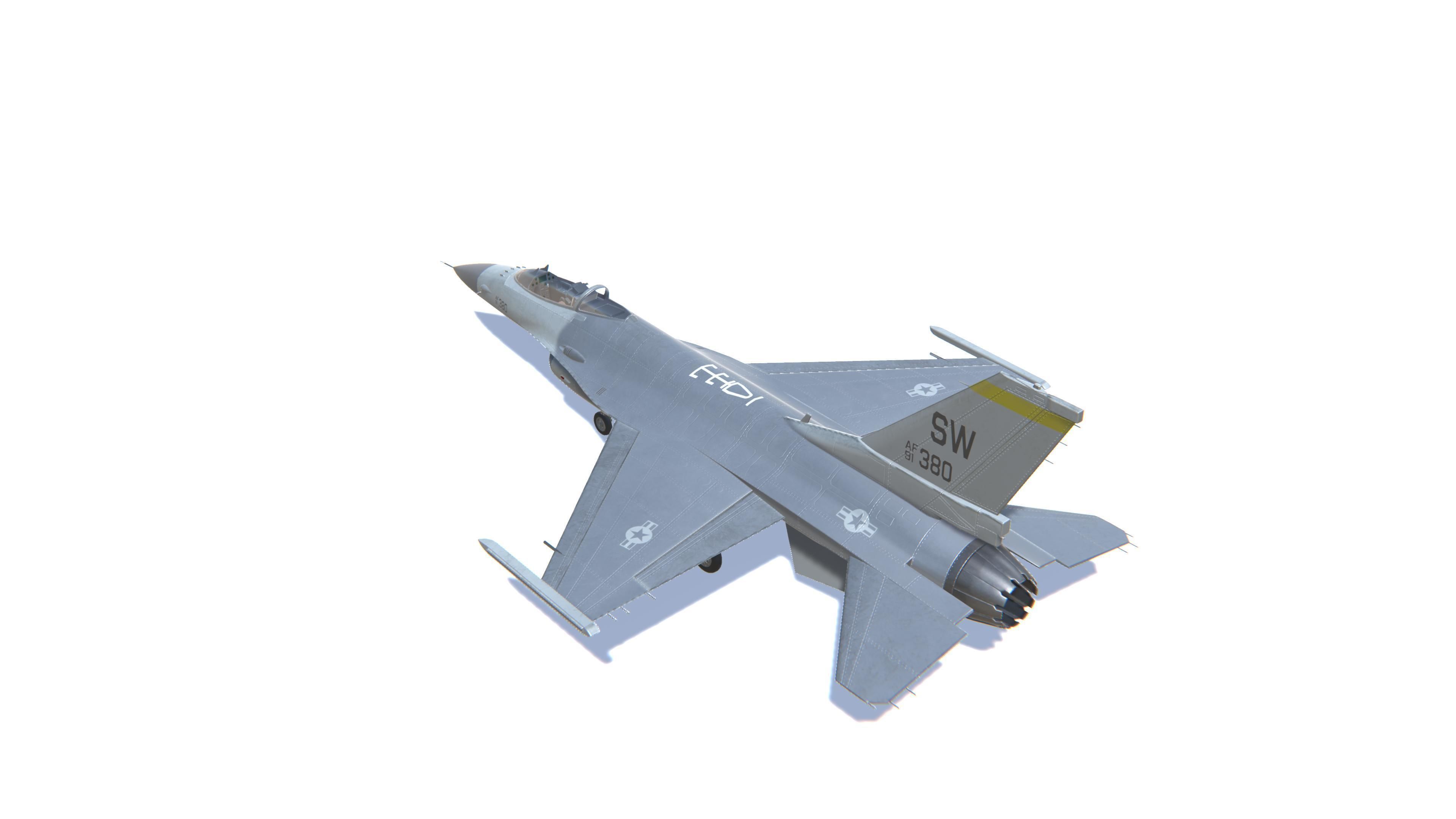 F-16 Fighting Falcon Jet Fighter Aircraft Low-poly 3D model_7