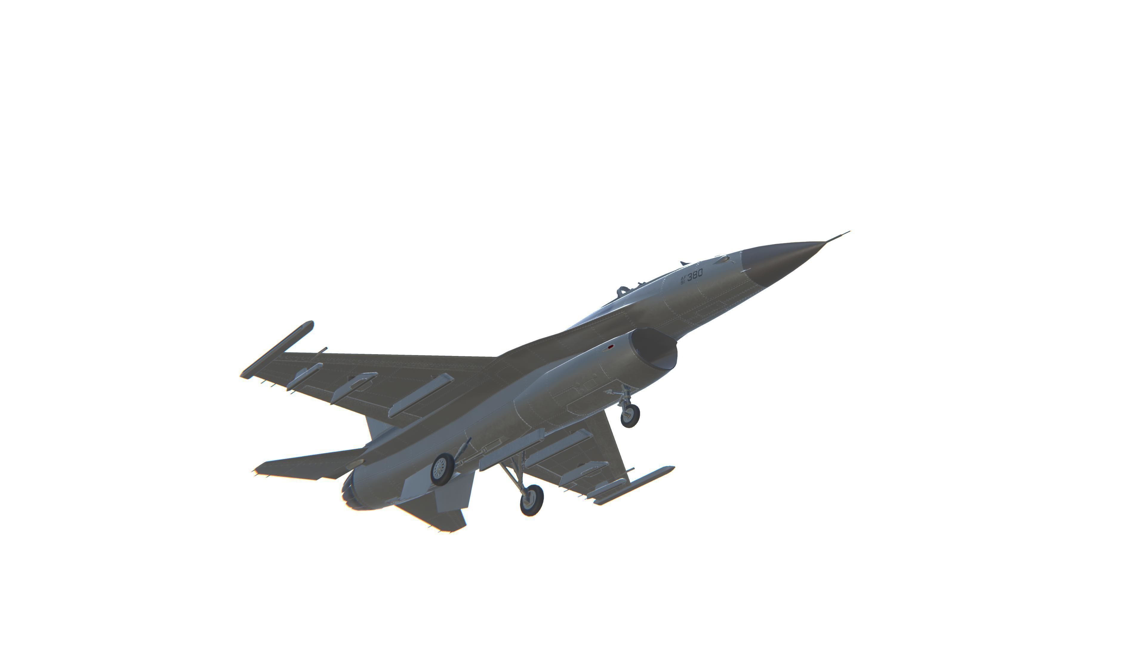 F-16 Fighting Falcon Jet Fighter Aircraft Low-poly 3D model_12