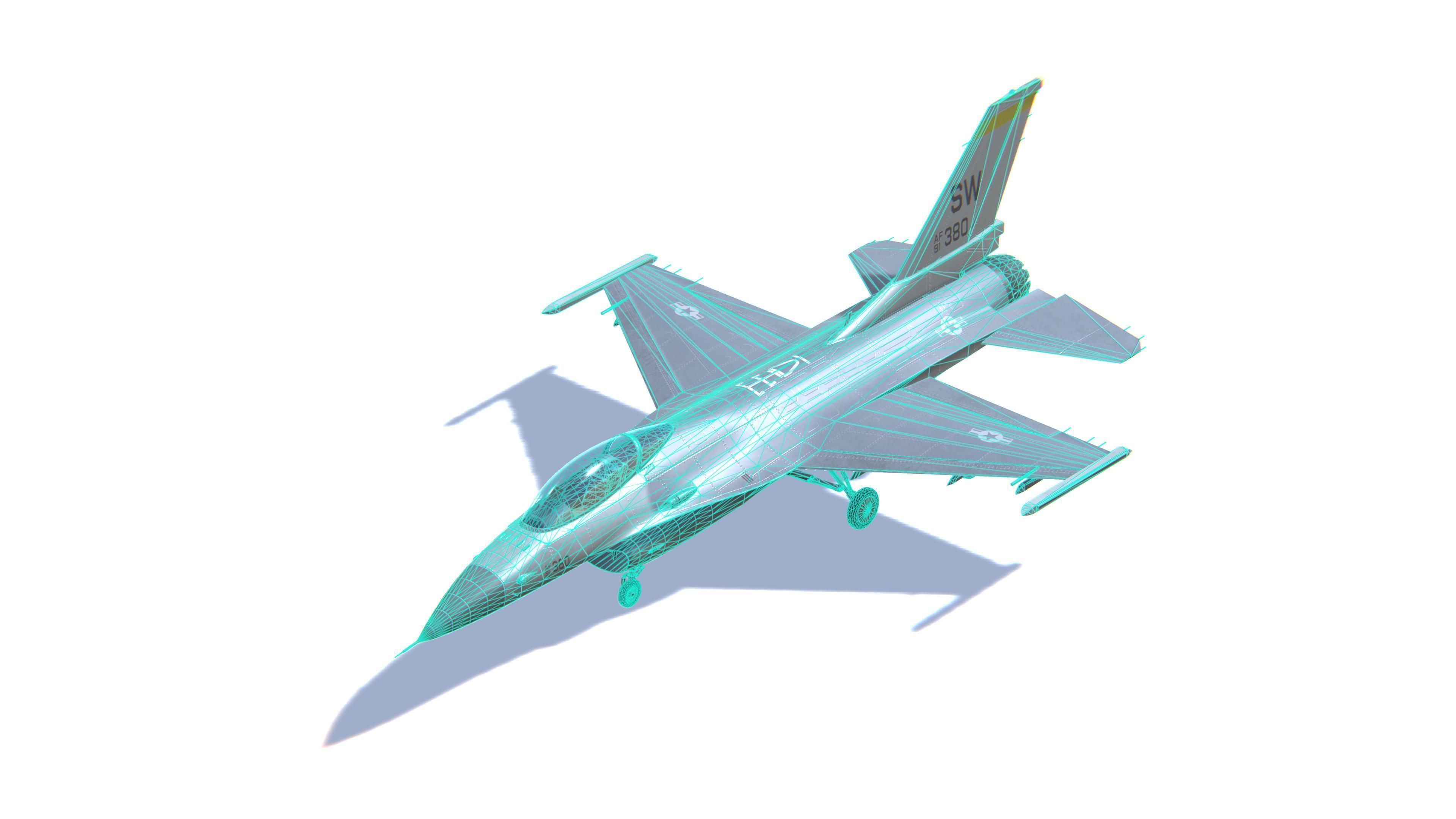 F-16 Fighting Falcon Jet Fighter Aircraft Low-poly 3D model_26
