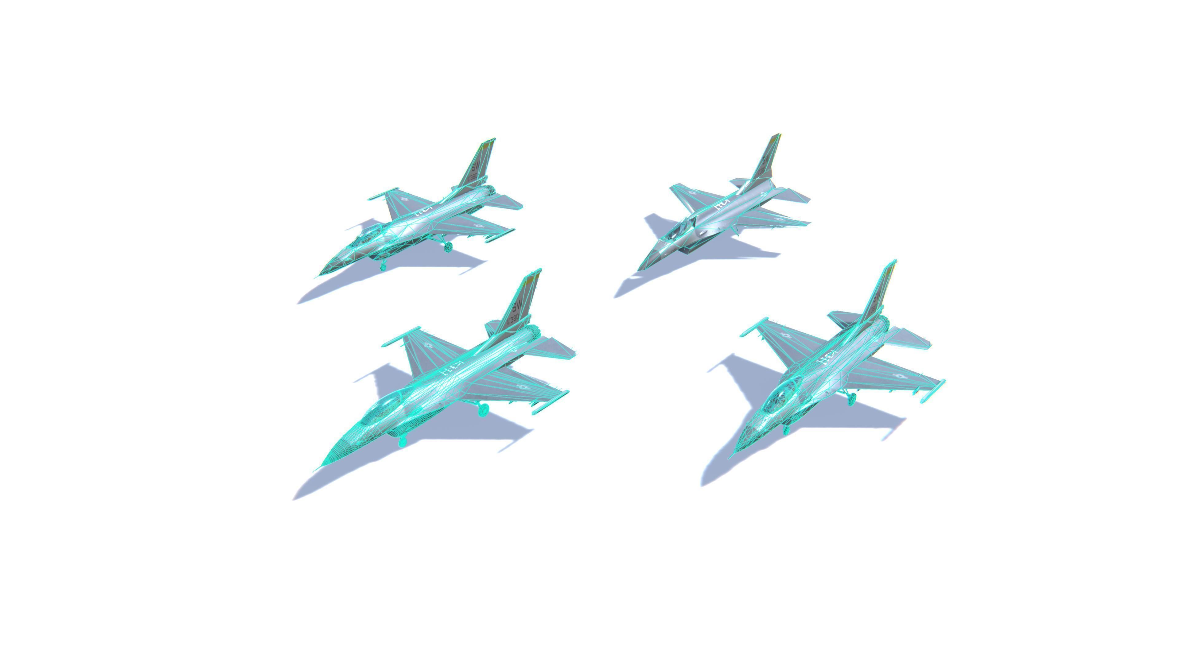 F-16 Fighting Falcon Jet Fighter Aircraft Low-poly 3D model_25