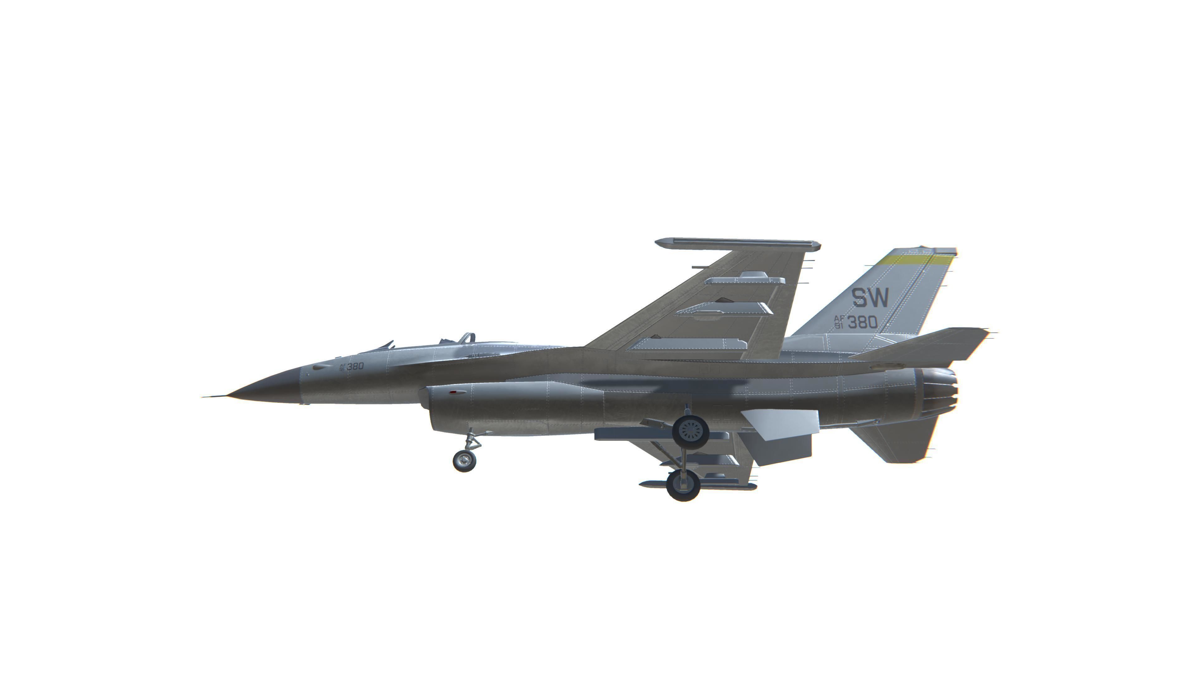 F-16 Fighting Falcon Jet Fighter Aircraft Low-poly 3D model_17