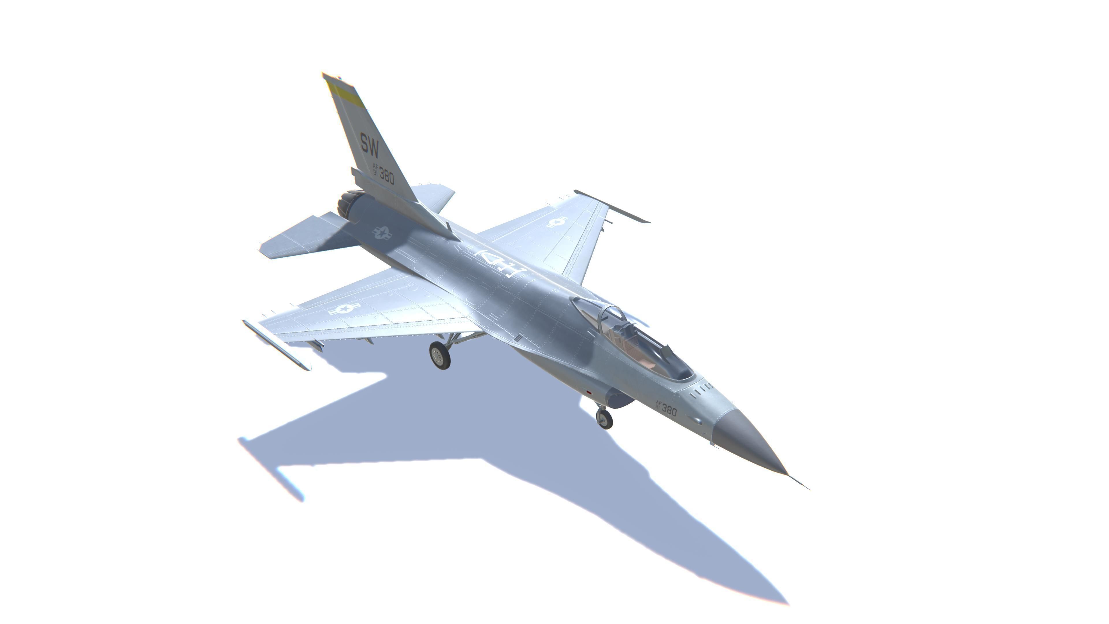 F-16 Fighting Falcon Jet Fighter Aircraft Low-poly 3D model_3