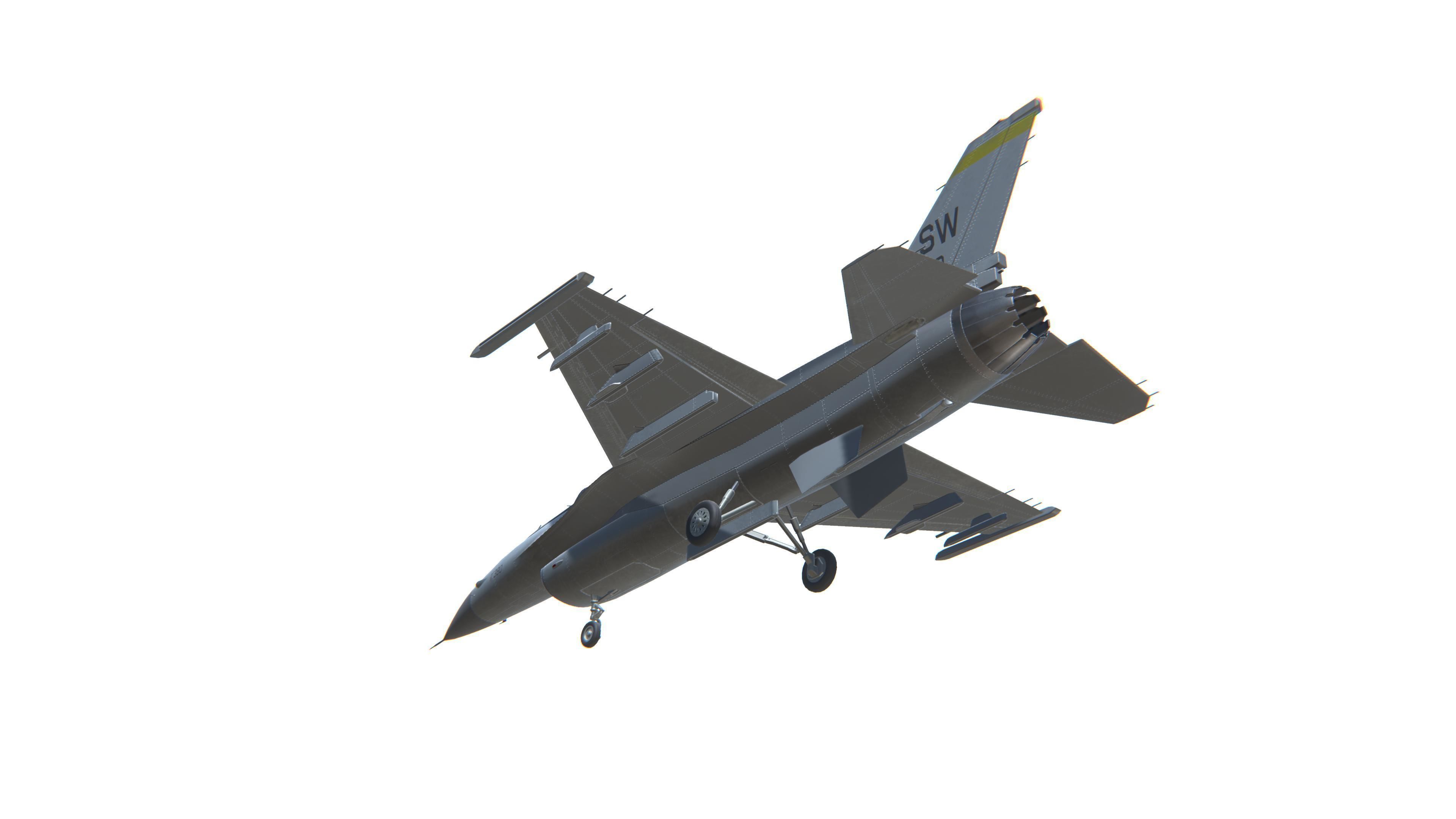 F-16 Fighting Falcon Jet Fighter Aircraft Low-poly 3D model_16
