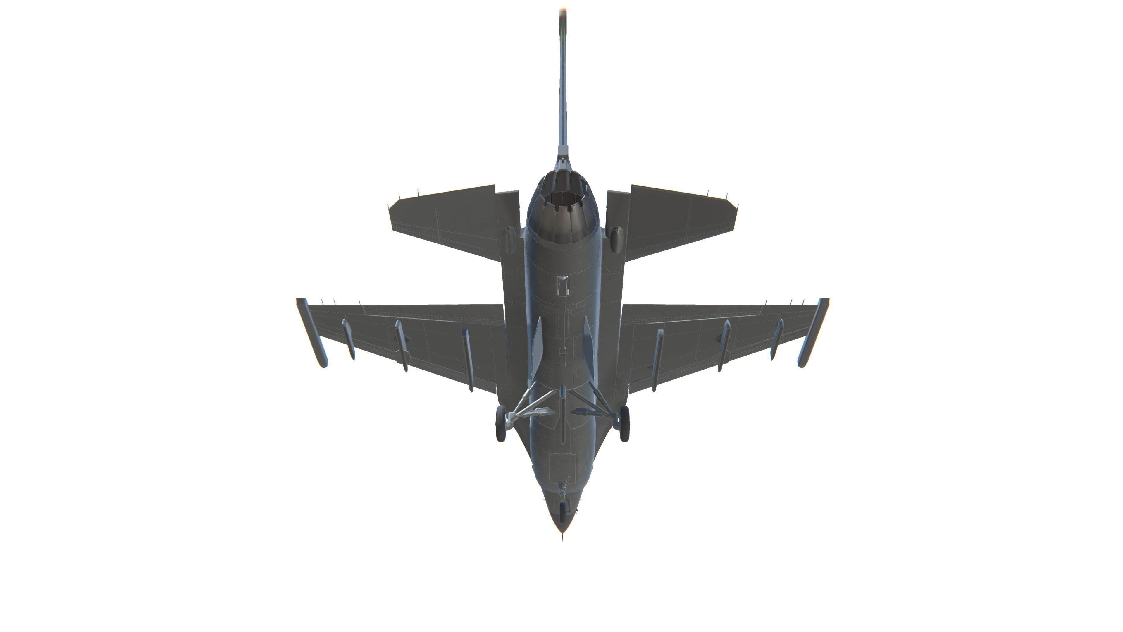 F-16 Fighting Falcon Jet Fighter Aircraft Low-poly 3D model_15