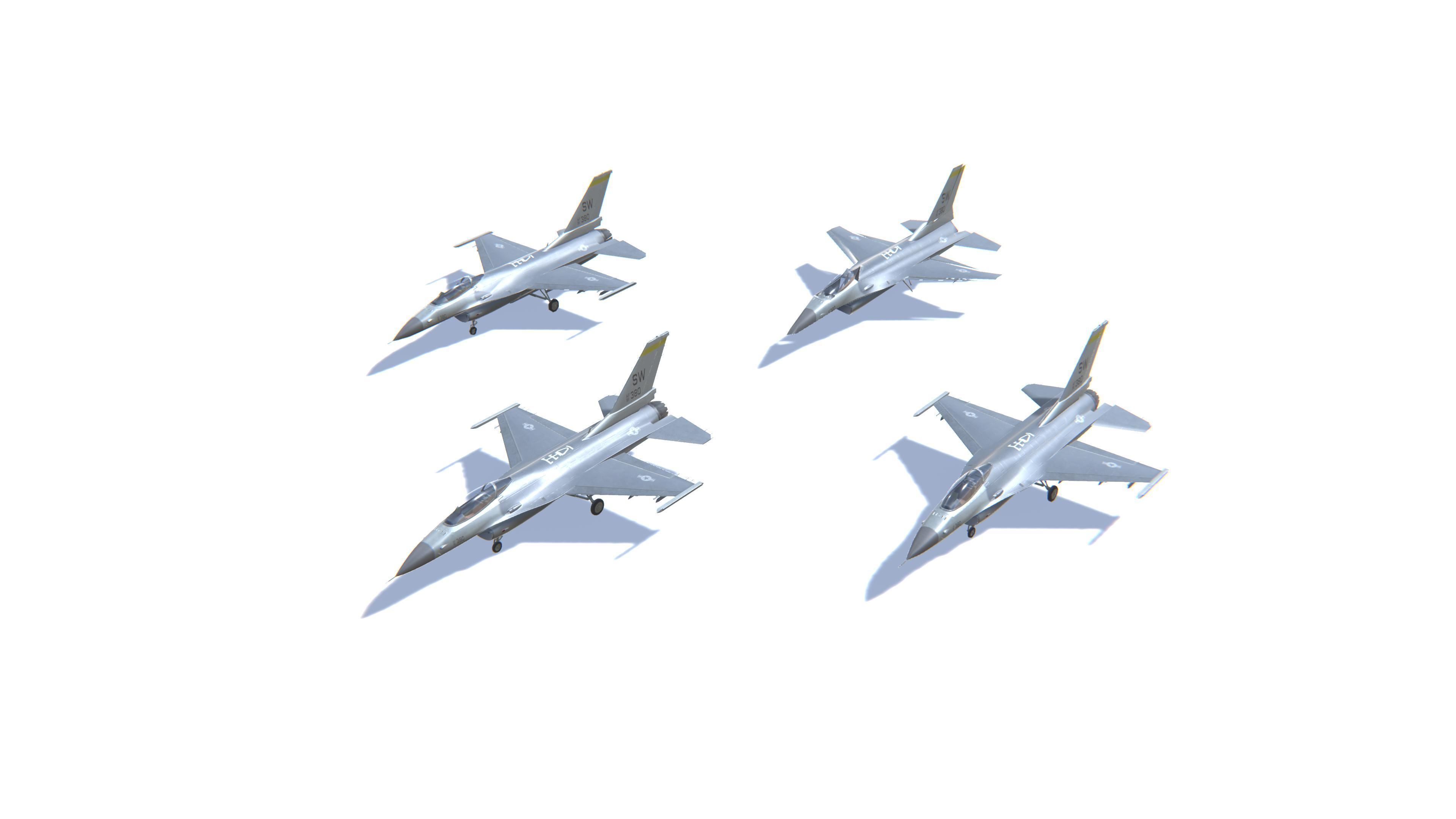 F-16 Fighting Falcon Jet Fighter Aircraft Low-poly 3D model_24