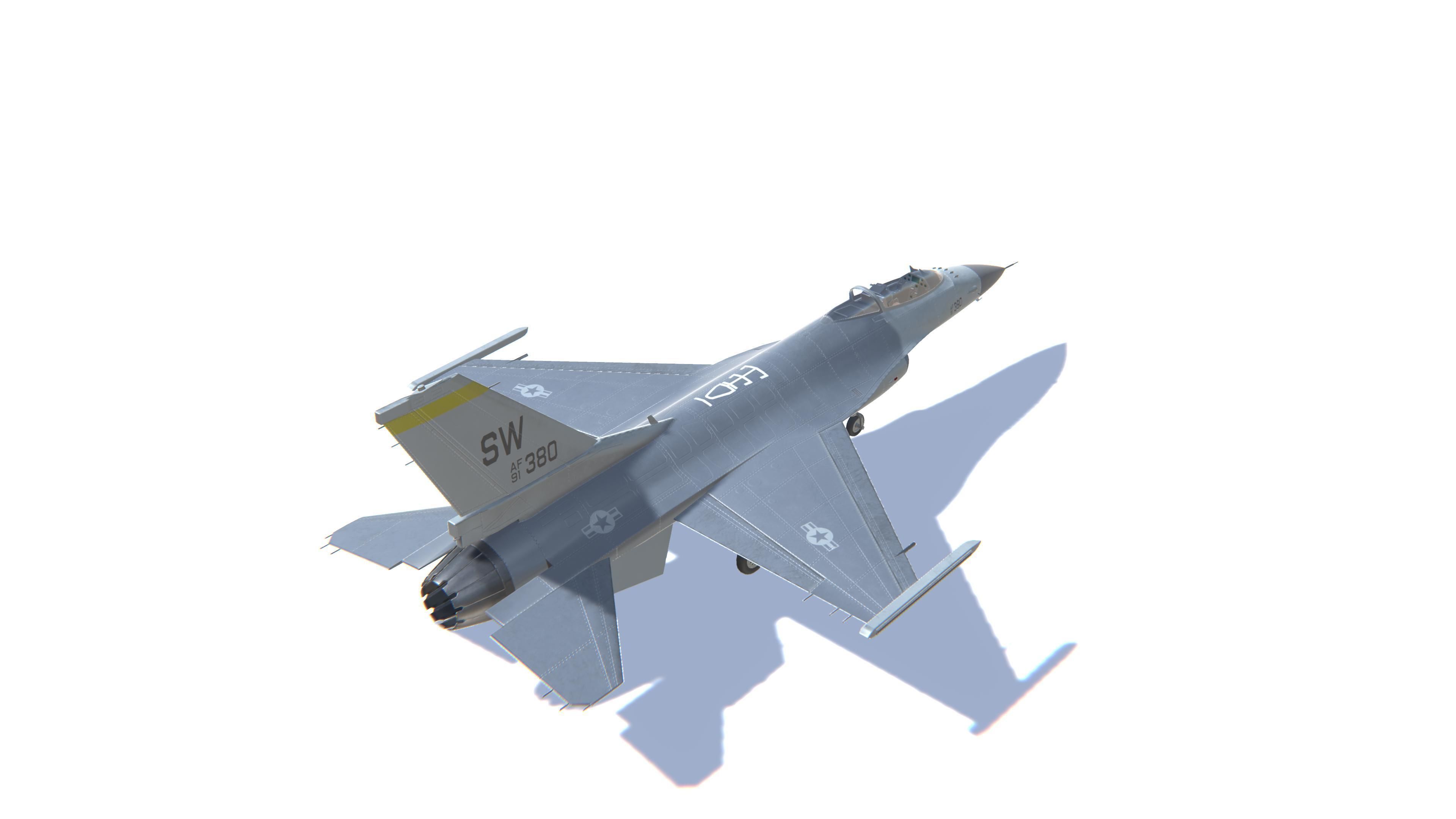 F-16 Fighting Falcon Jet Fighter Aircraft Low-poly 3D model_5
