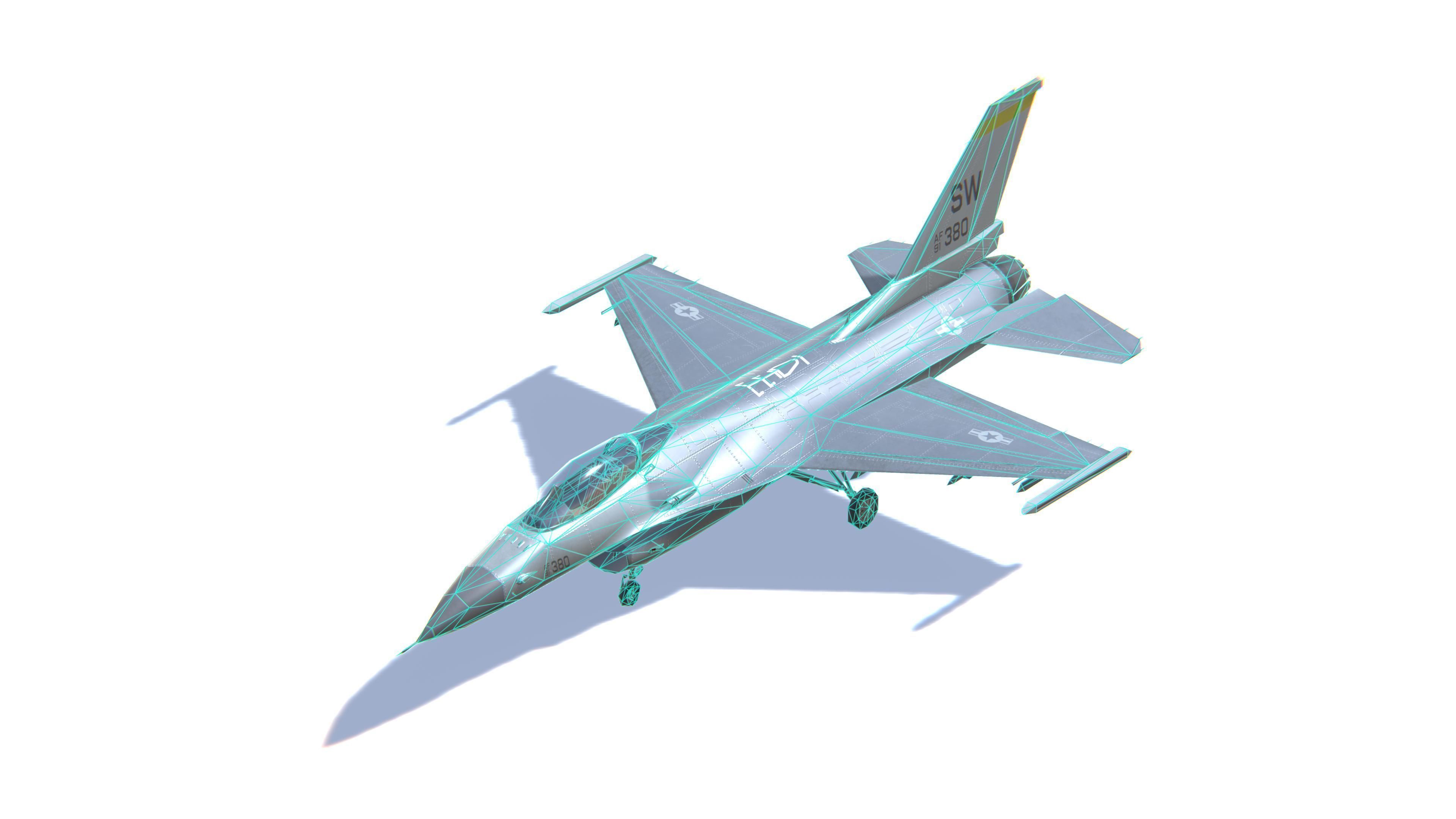 F-16 Fighting Falcon Jet Fighter Aircraft Low-poly 3D model_28