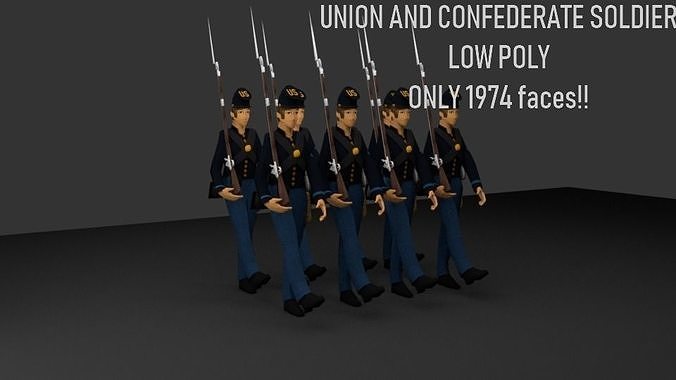 CIVIL WAR SOLDIERS Low-poly 3D model