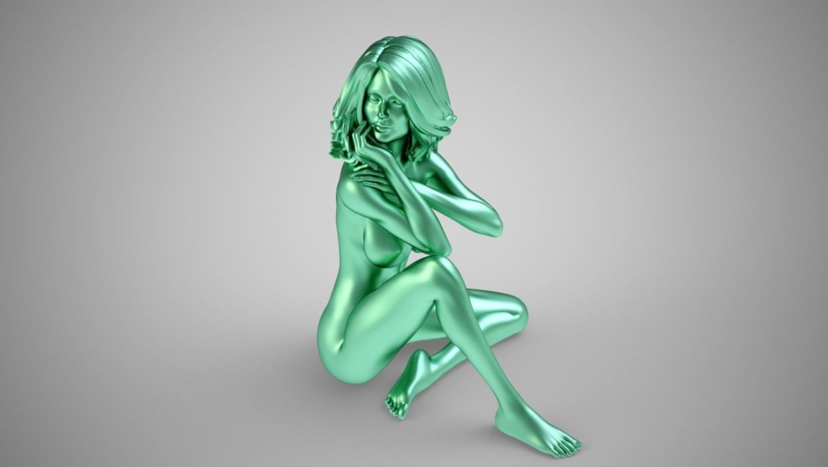 Beautiful Lady Sitting 3D print model_7