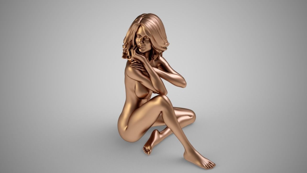 Beautiful Lady Sitting 3D print model_5