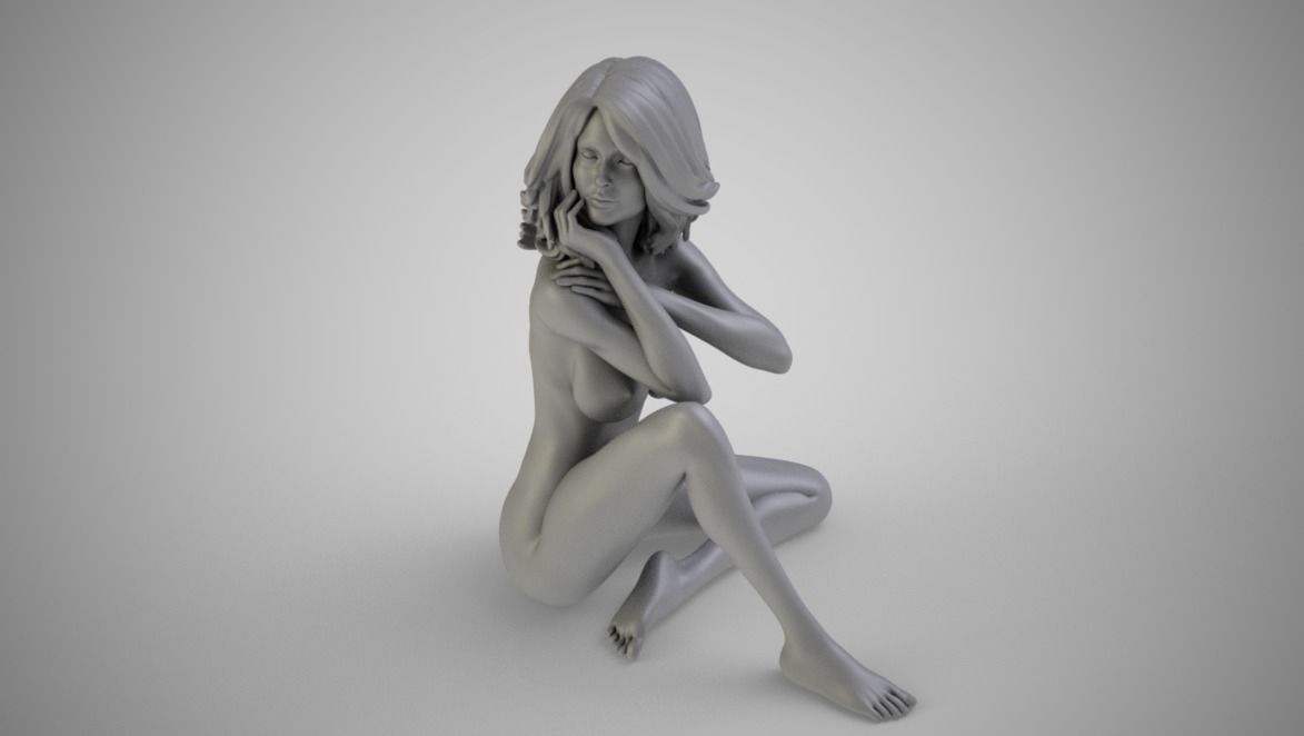 Beautiful Lady Sitting 3D print model_9