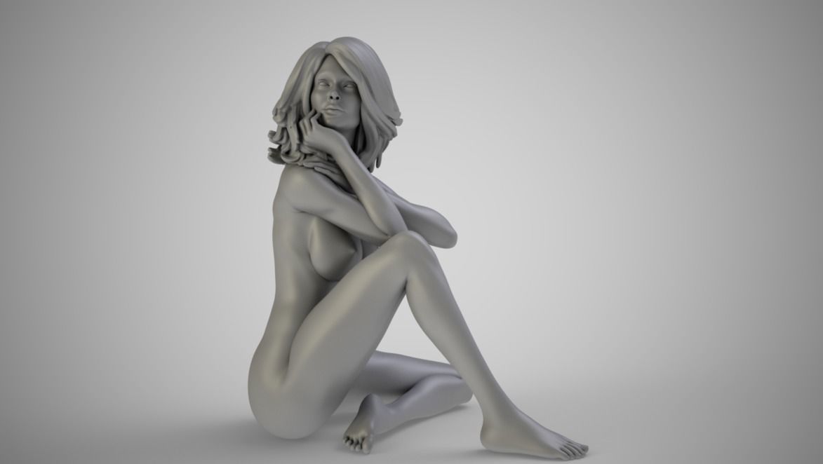 Beautiful Lady Sitting 3D print model_1