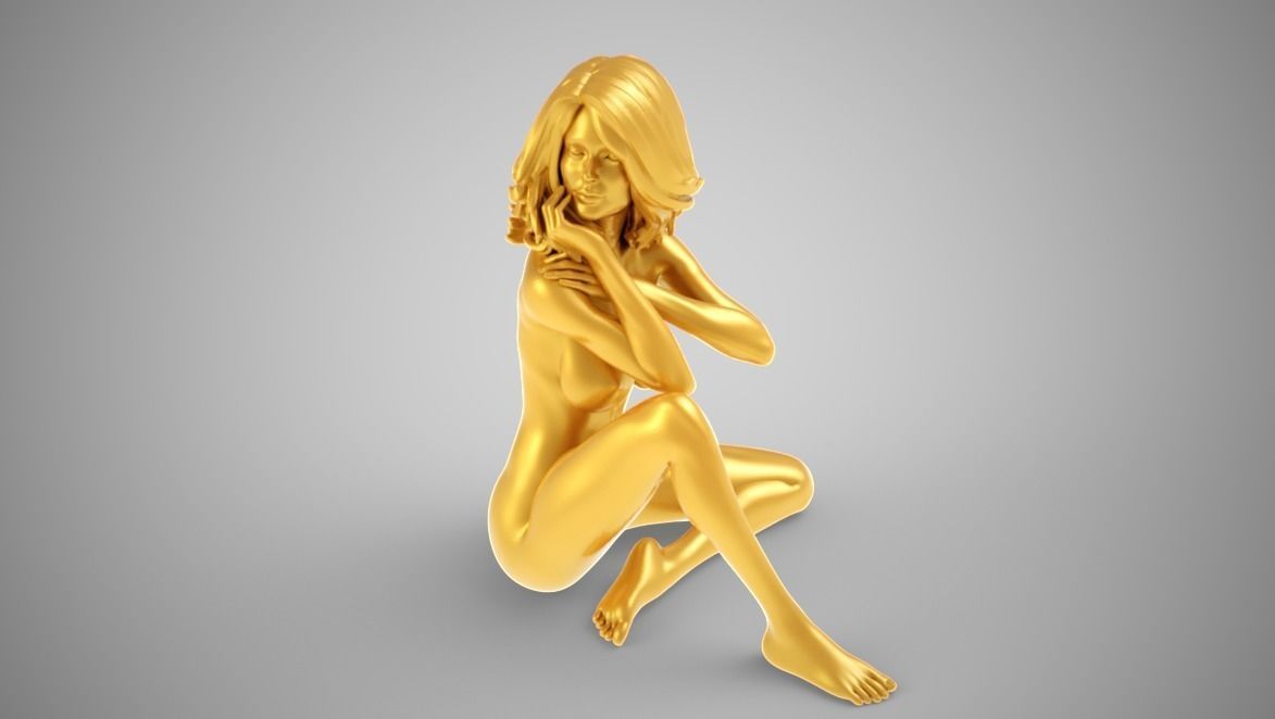 Beautiful Lady Sitting 3D print model_8