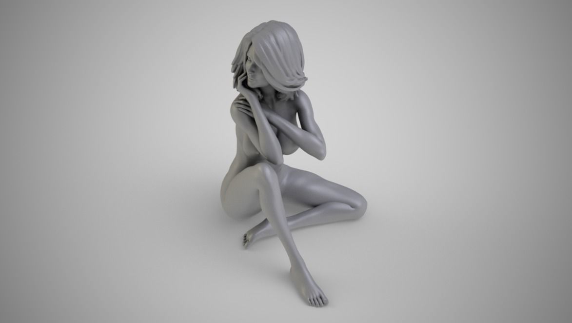 Beautiful Lady Sitting 3D print model_4