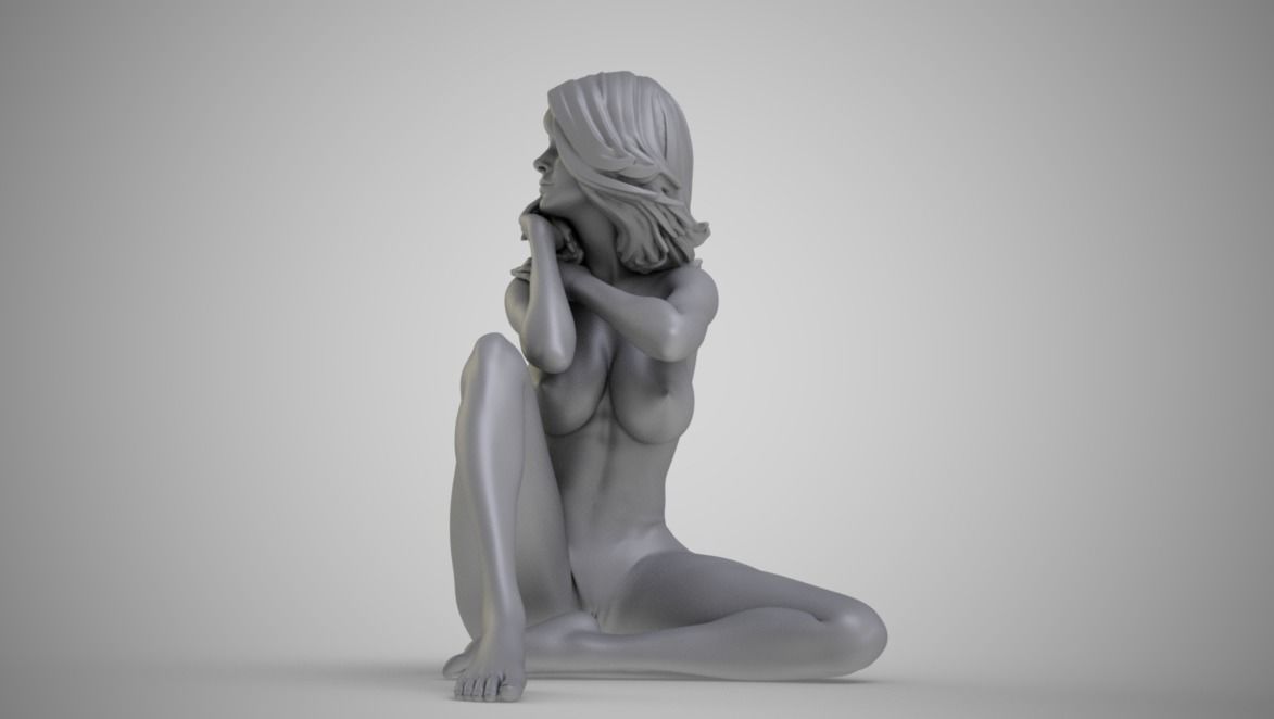 Beautiful Lady Sitting 3D print model_3