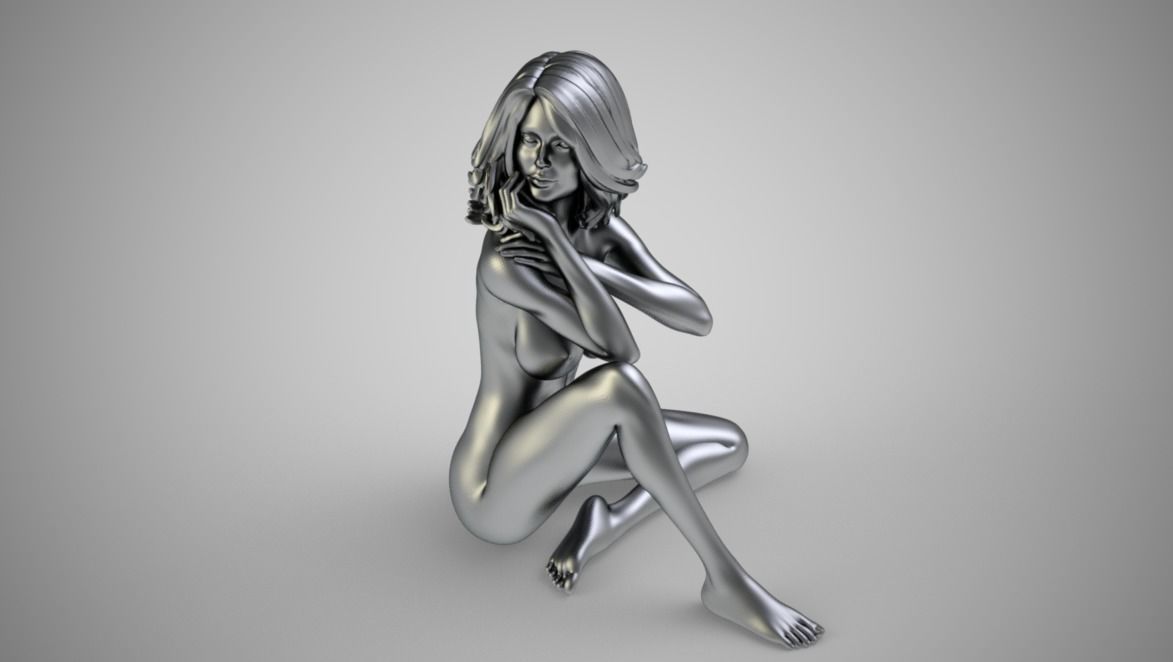 Beautiful Lady Sitting 3D print model_6