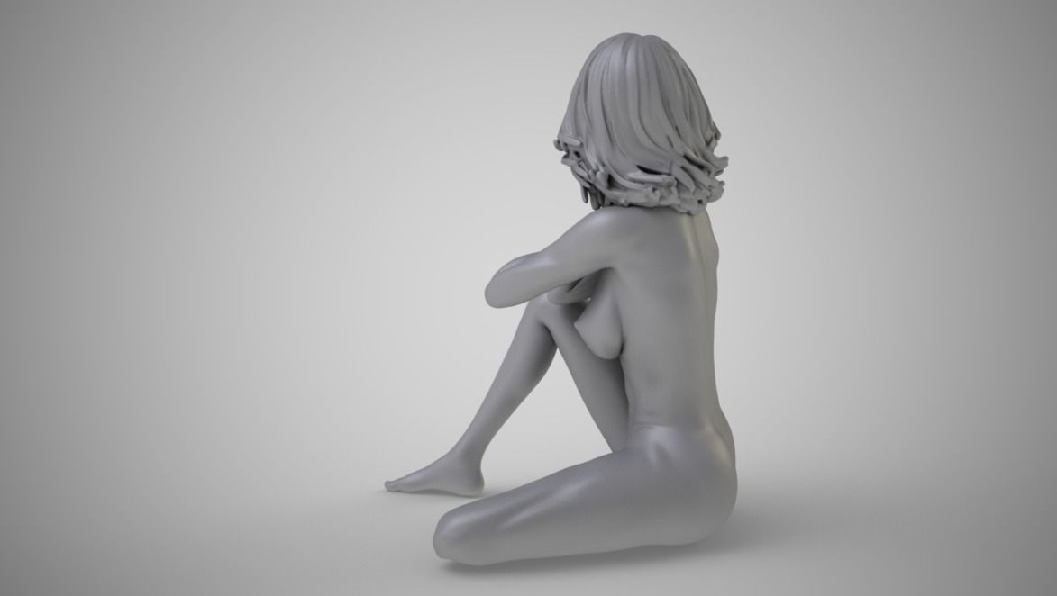 Beautiful Lady Sitting 3D print model_2