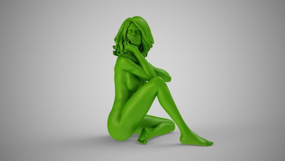 Beautiful Lady Sitting 3D print model_11