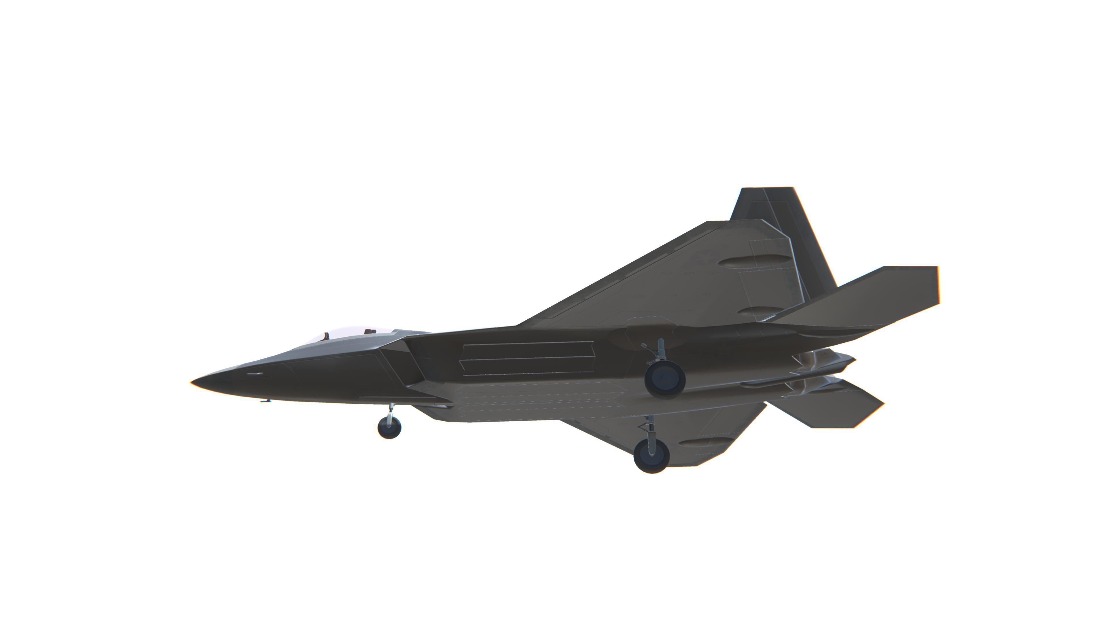 F-22 Raptor Jet Fighter Aircraft Low-poly 3D model_17
