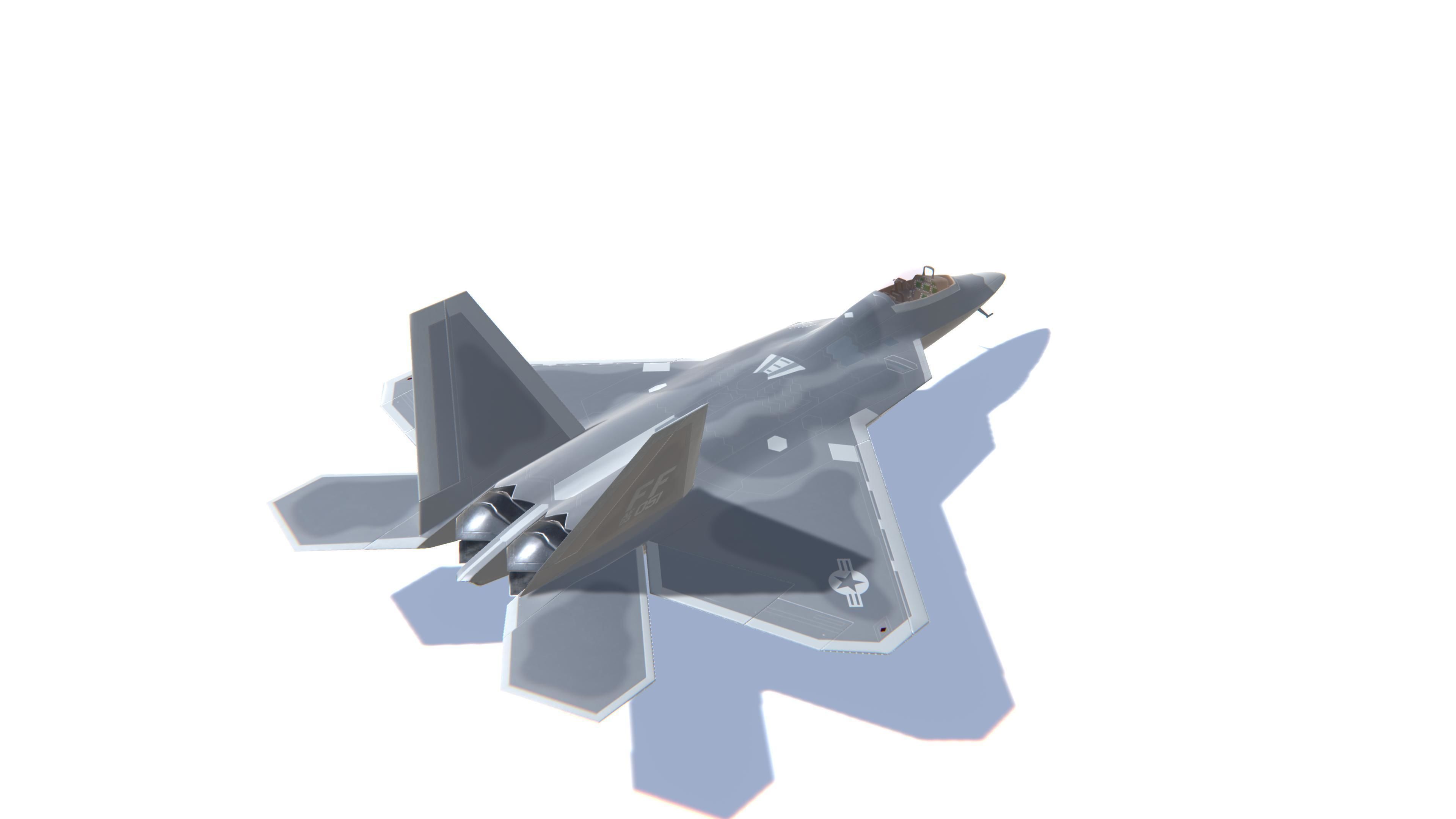 F-22 Raptor Jet Fighter Aircraft Low-poly 3D model_5