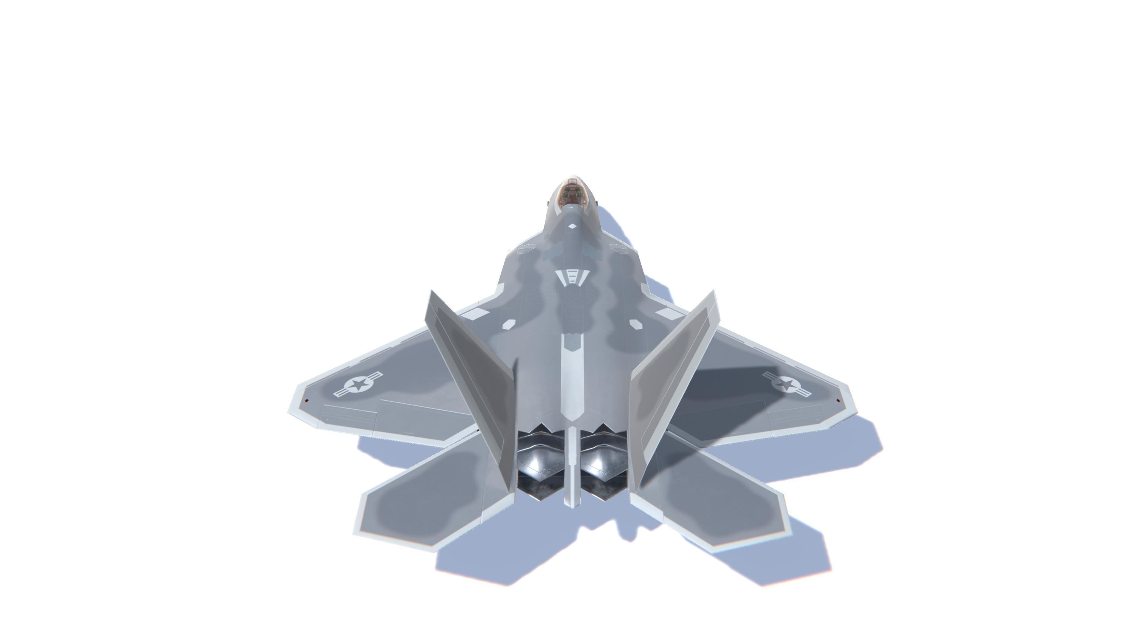 F-22 Raptor Jet Fighter Aircraft Low-poly 3D model_6