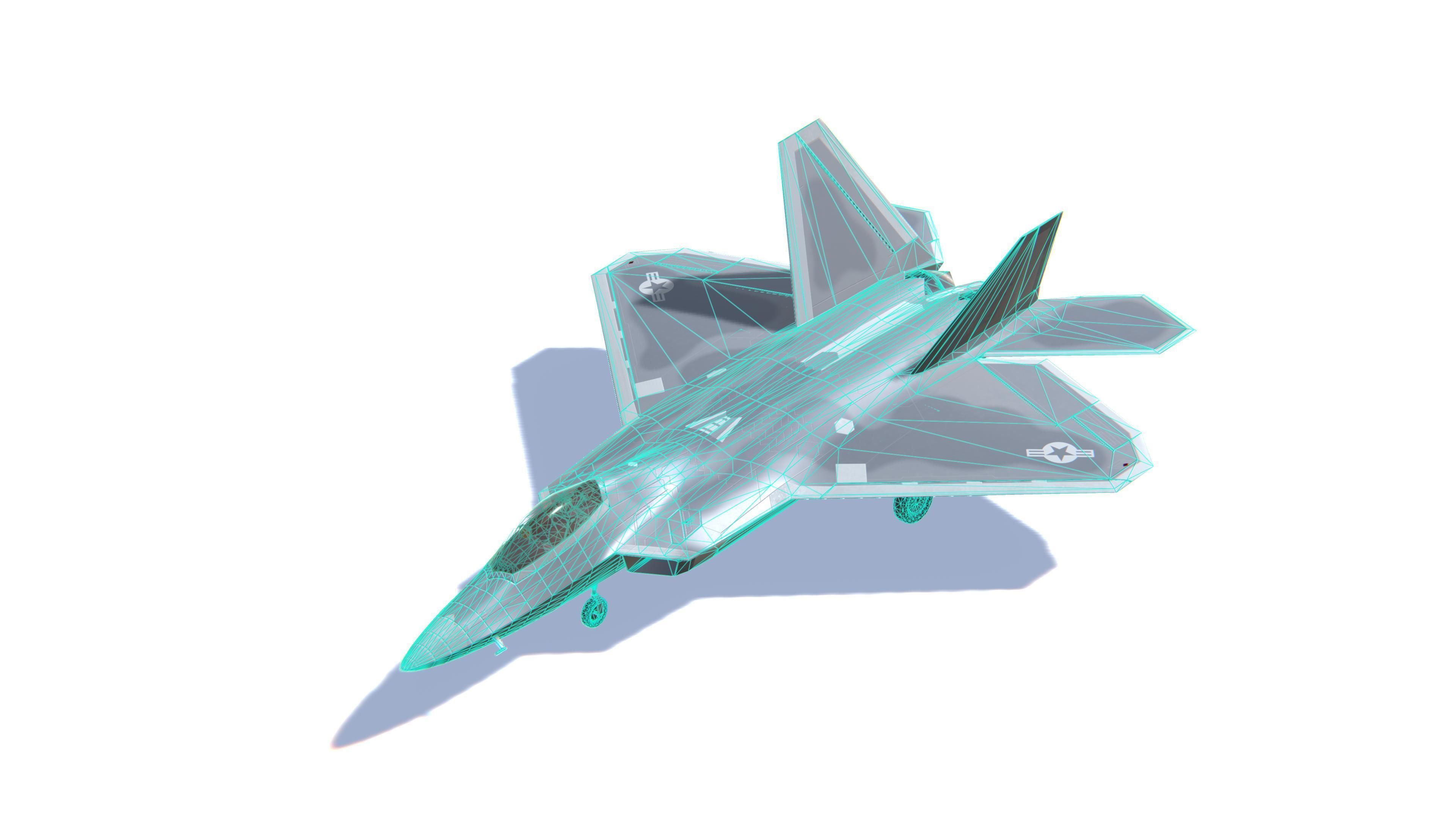 F-22 Raptor Jet Fighter Aircraft Low-poly 3D model_26