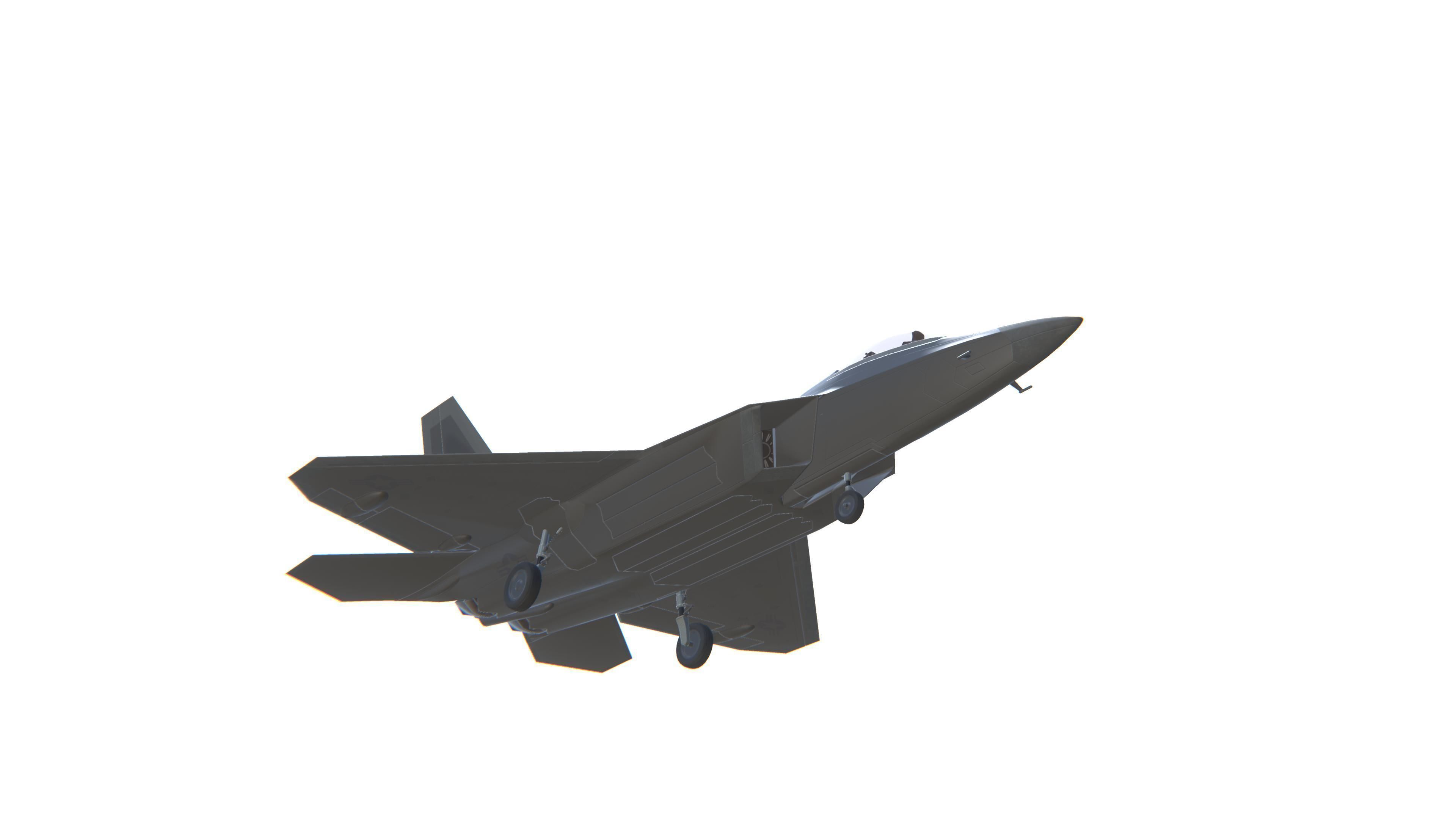 F-22 Raptor Jet Fighter Aircraft Low-poly 3D model_12