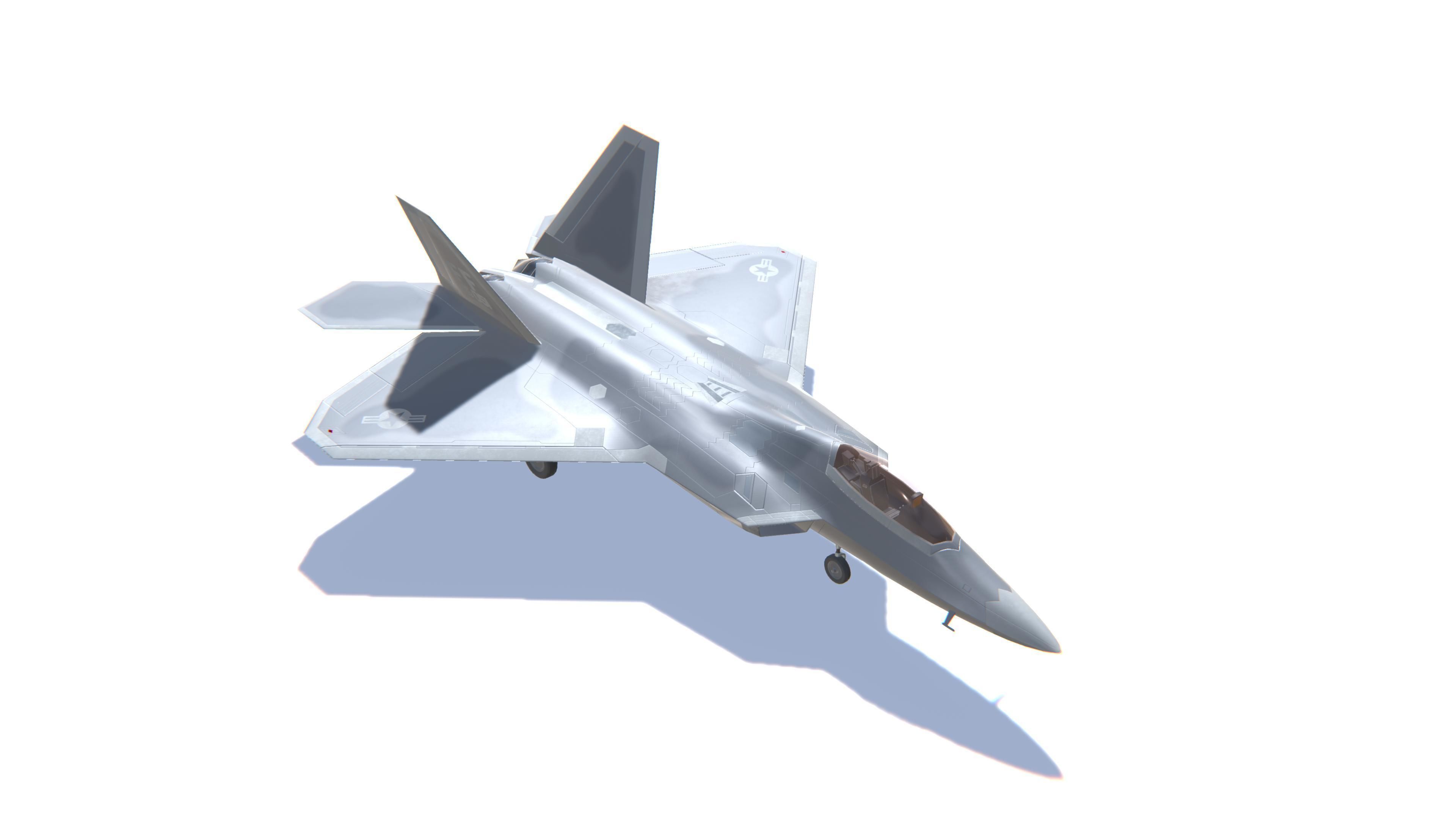 F-22 Raptor Jet Fighter Aircraft Low-poly 3D model_3